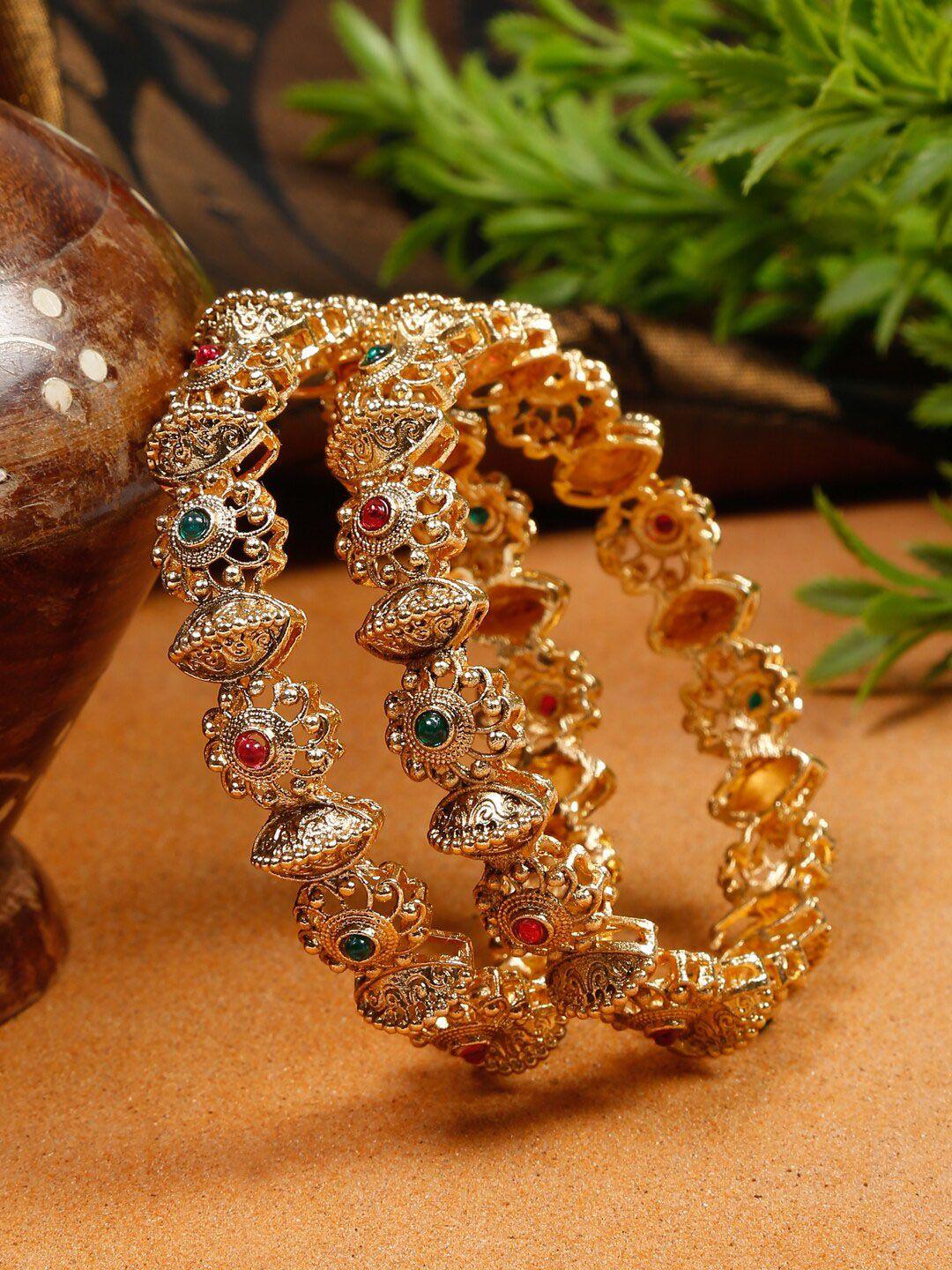 youbella set of 2 gold-plated stone studded bangles