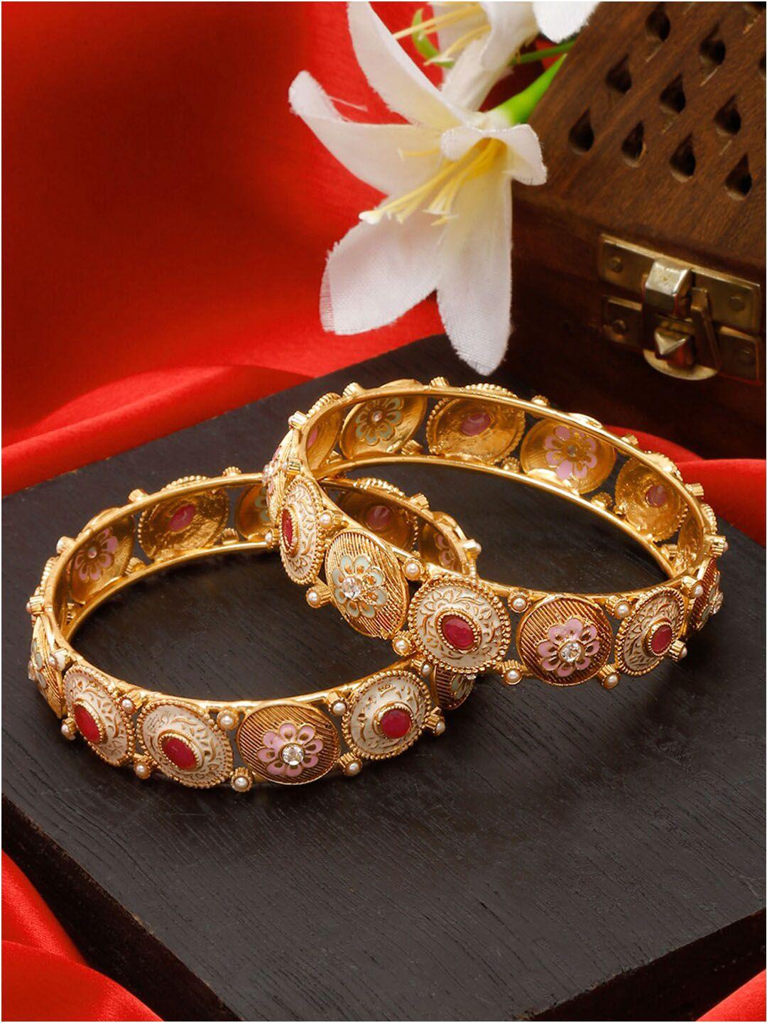 youbella set of 2 gold-plated stones studded traditional bangles