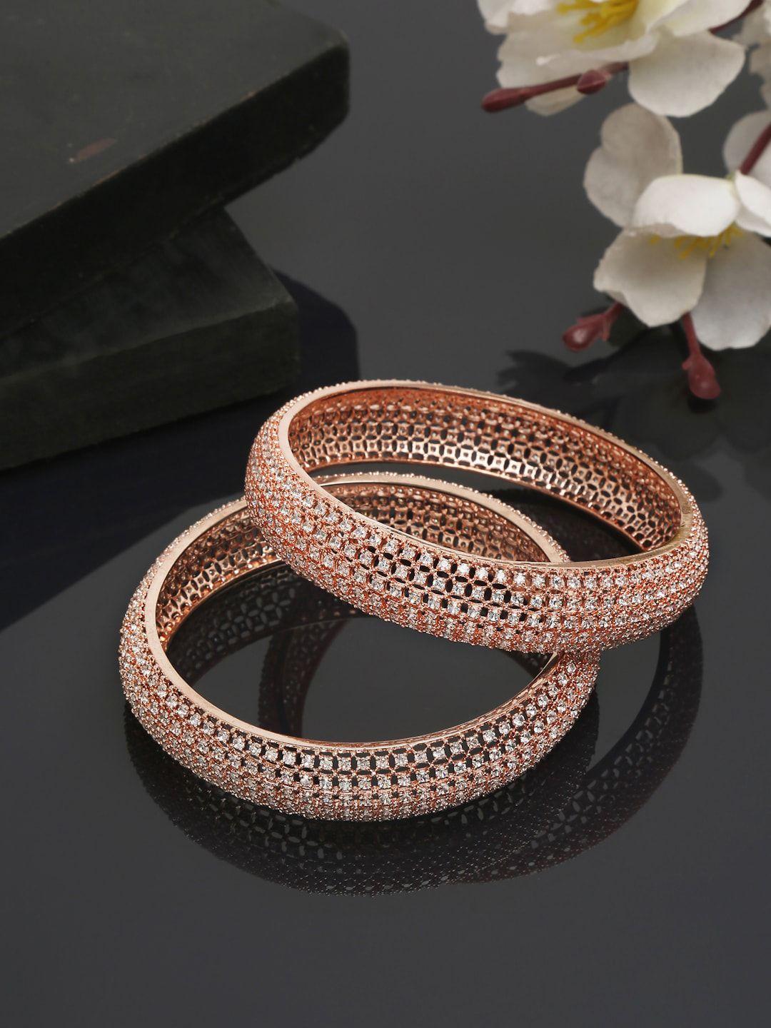 youbella set of 2 rose gold-plated  & stones-studded bangles