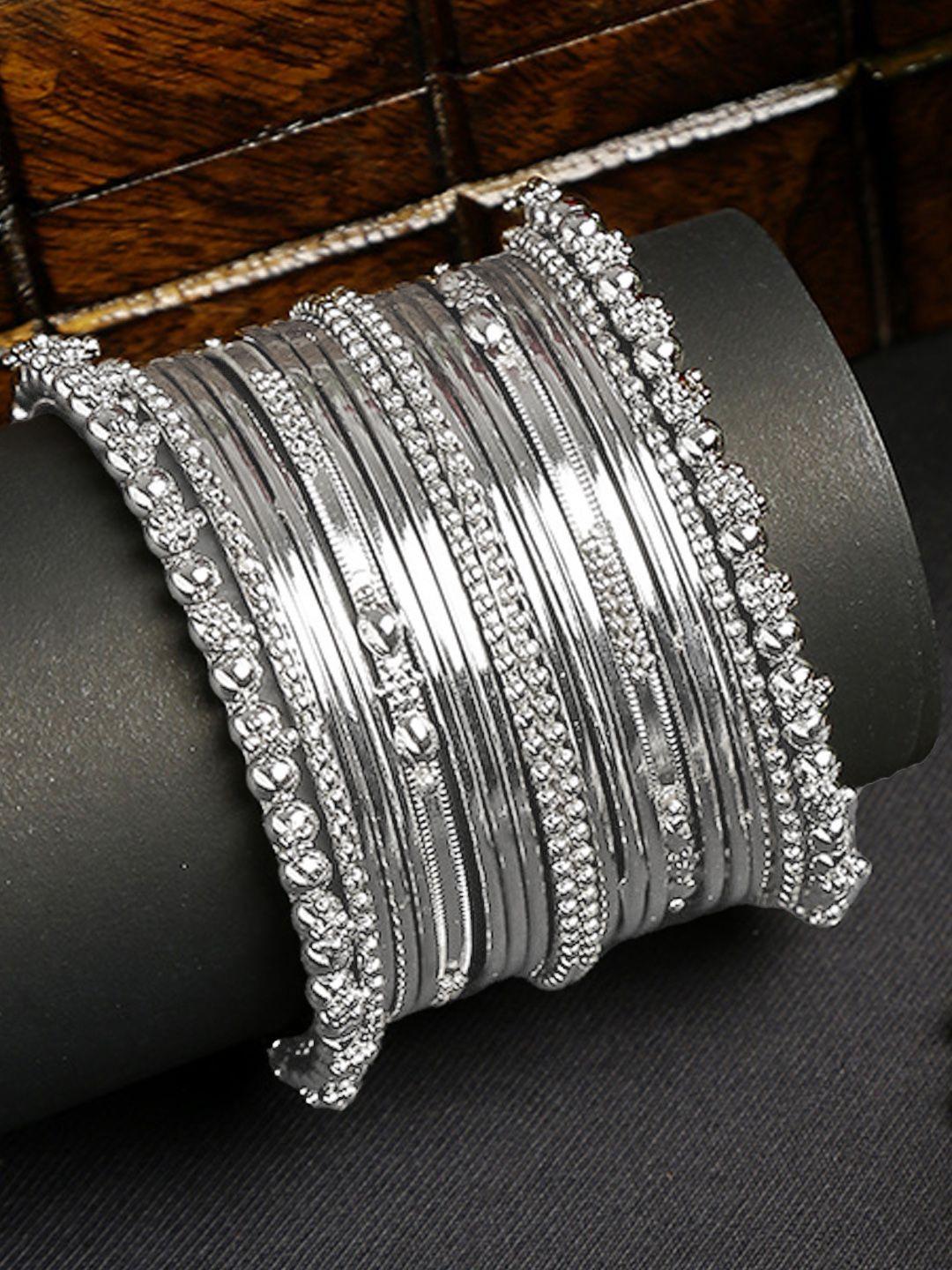 youbella set of 20 silver-plated beaded bangles