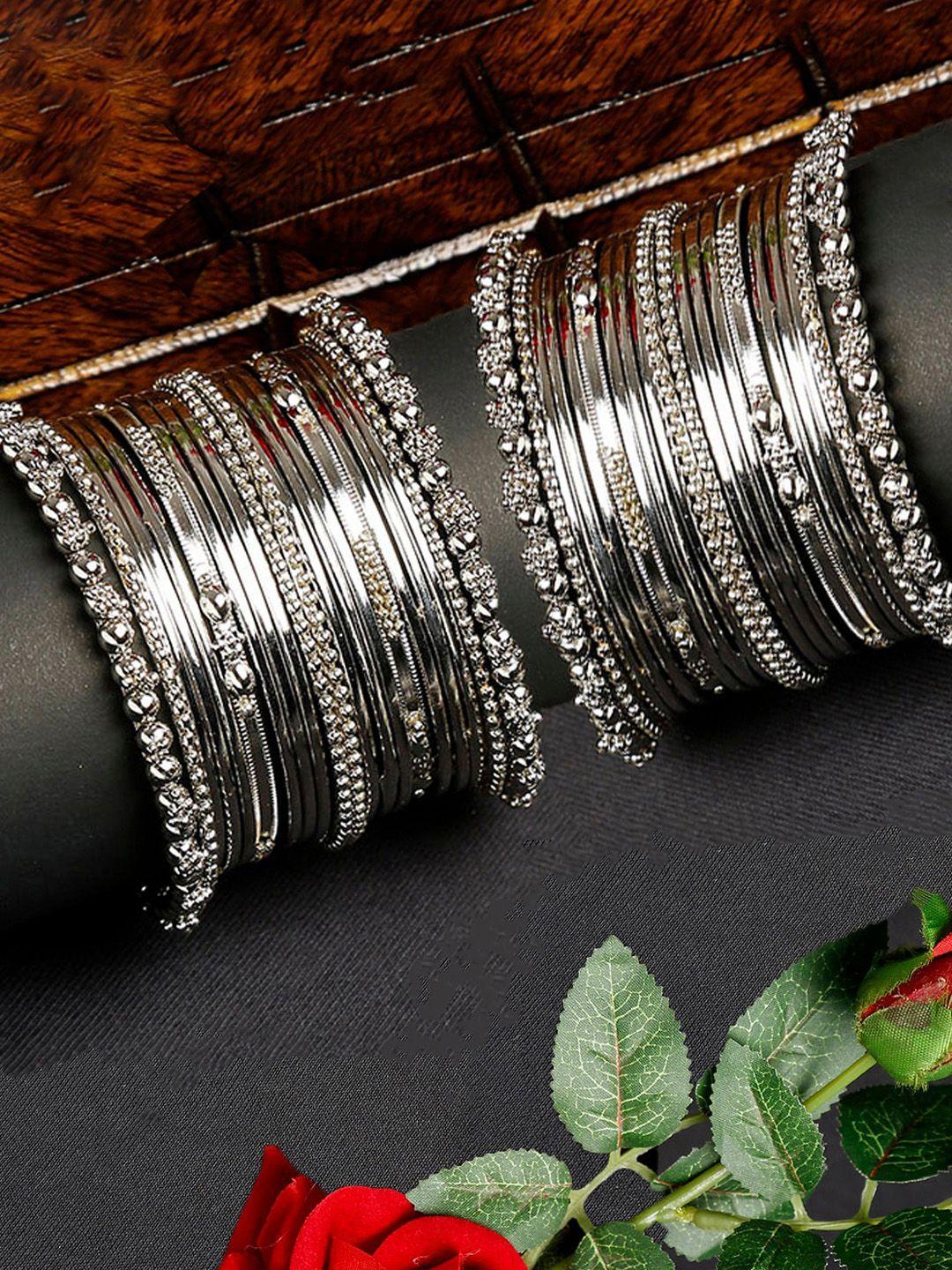 youbella set of 38 oxidised silver-toned bangles