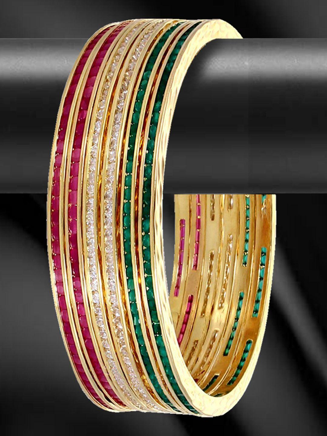 youbella set of 4 gold-plated stone-studded bangles