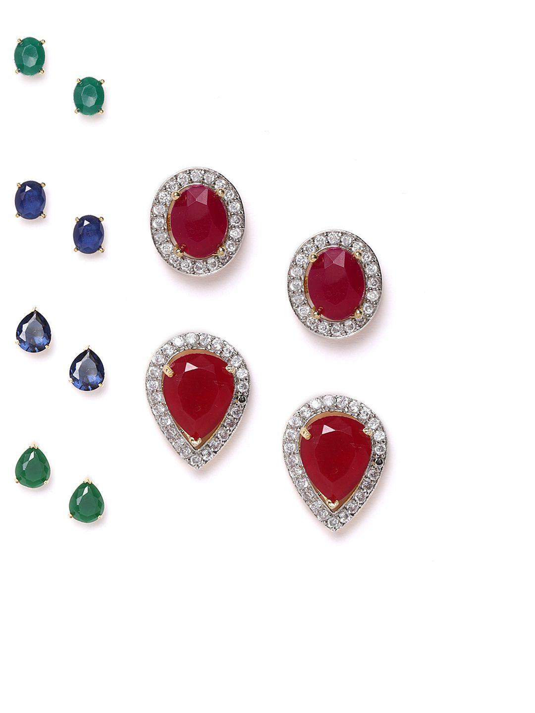 youbella set of 6 gold-plated stone-studded studs