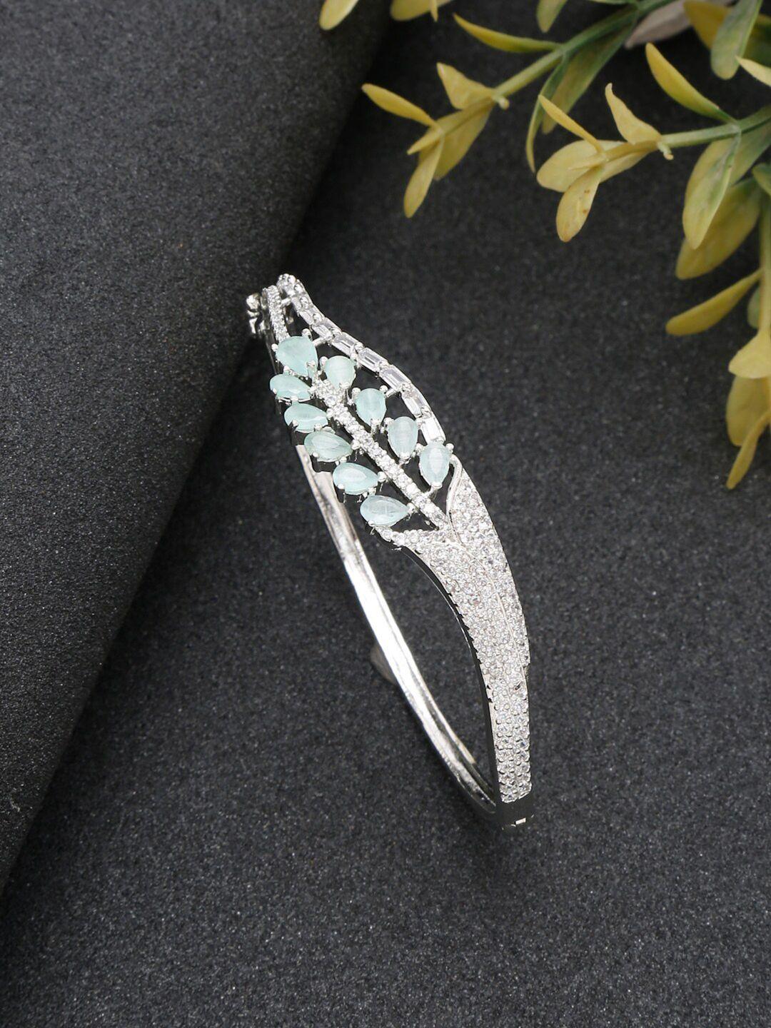 youbella silver-plated american diamond studded bangle-style bracelet