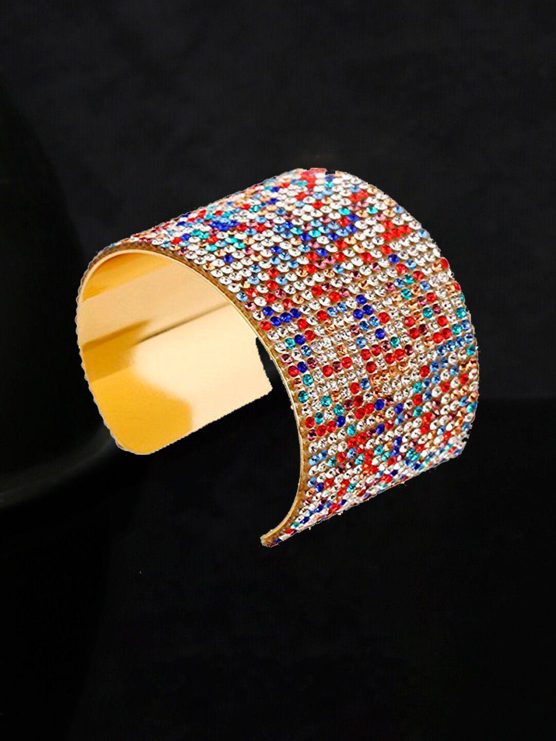 youbella women red & blue gold-plated cuff bracelet