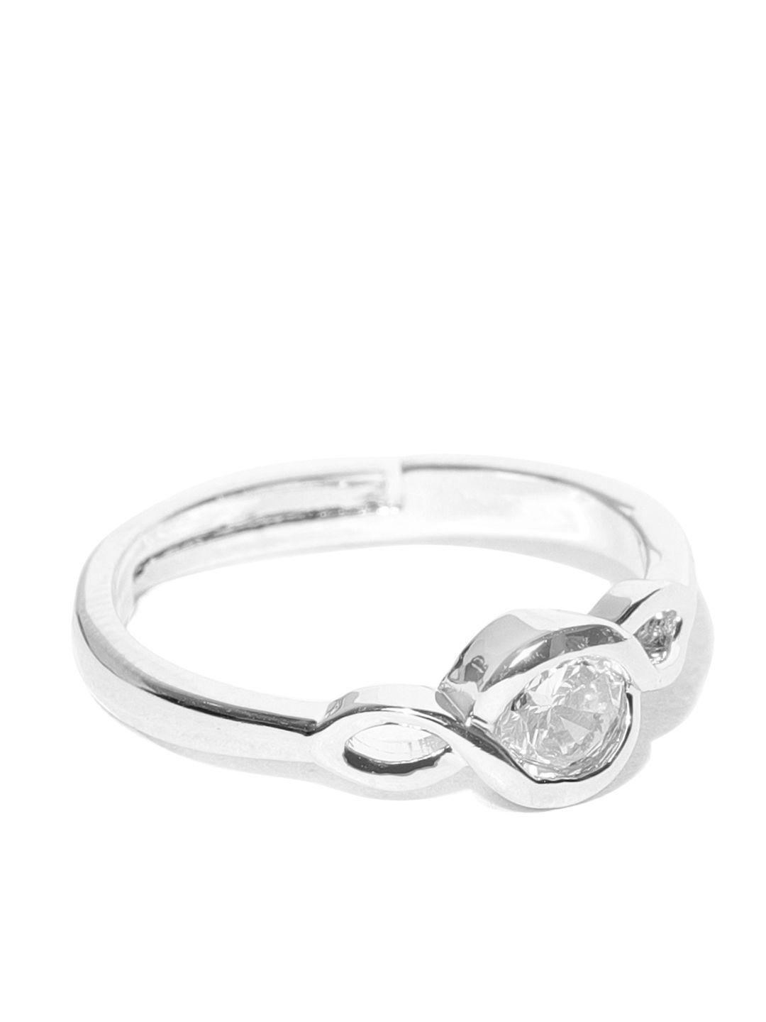 youbella women silver-toned stone-studded adjustable ring