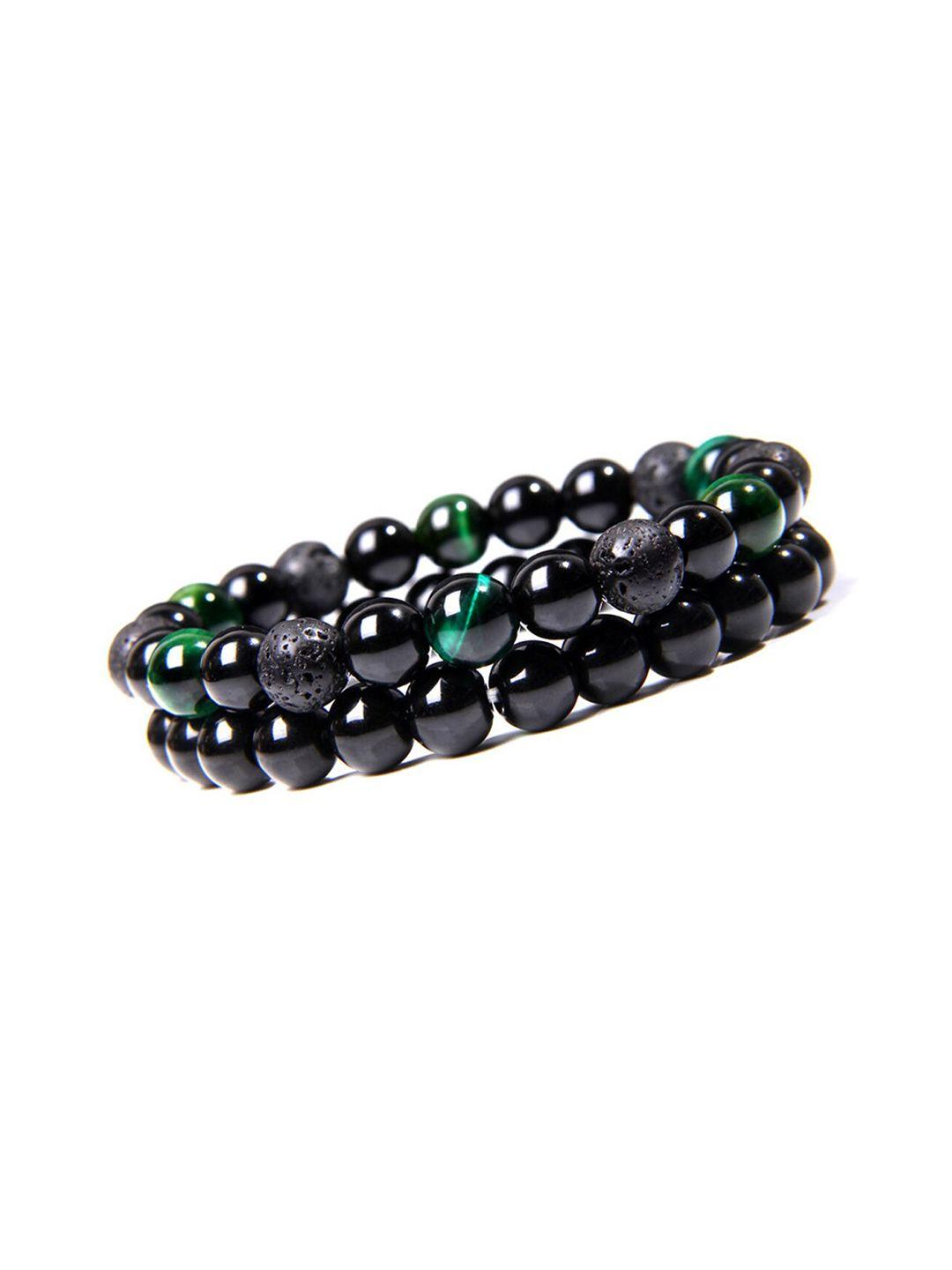 young & forever unisex 2 green & black brass onyx handcrafted bracelet