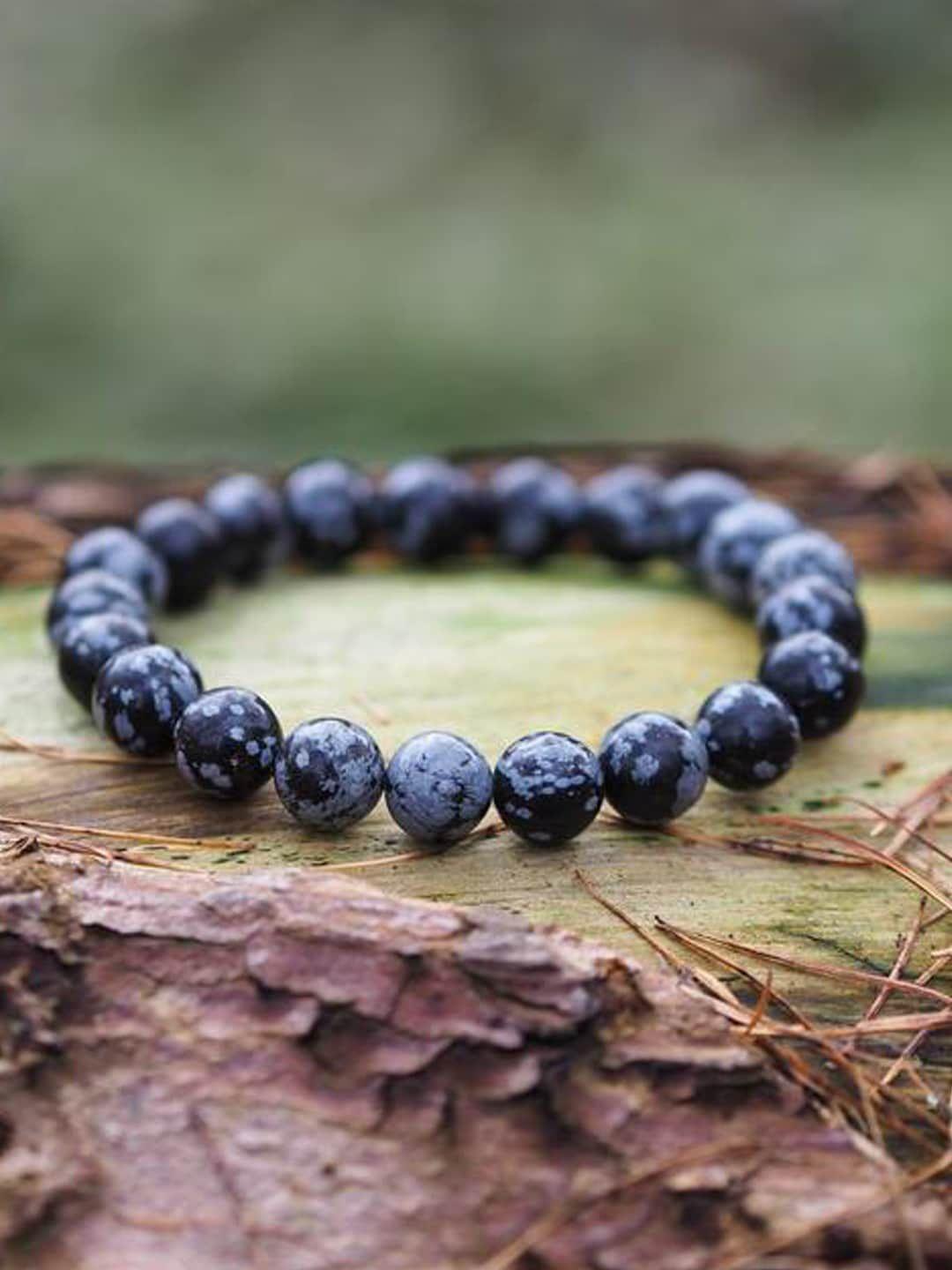 young & forever unisex black brass obsidian bracelet