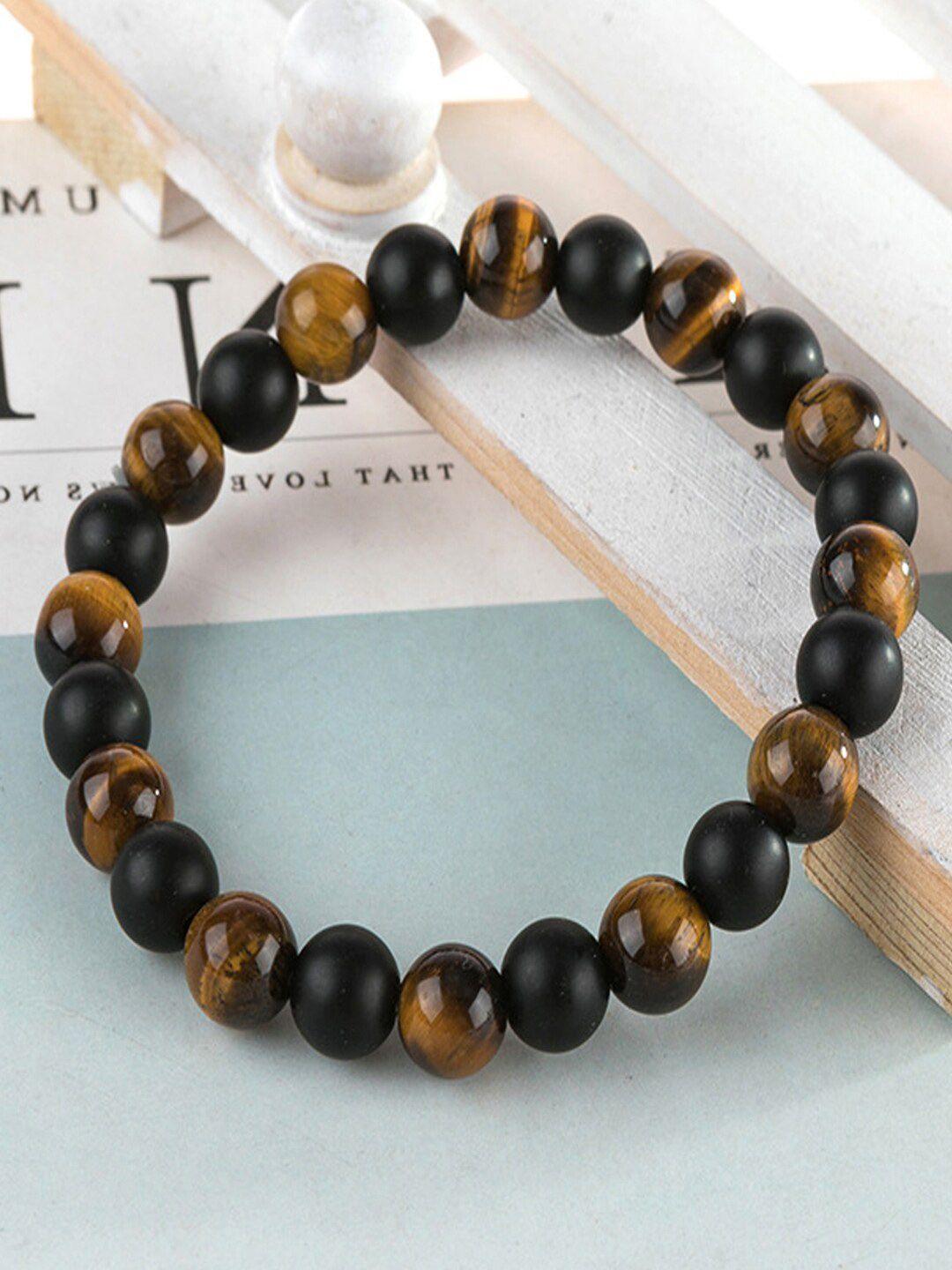 young & forever unisex brown & black brass tigers eye handcrafted bracelet