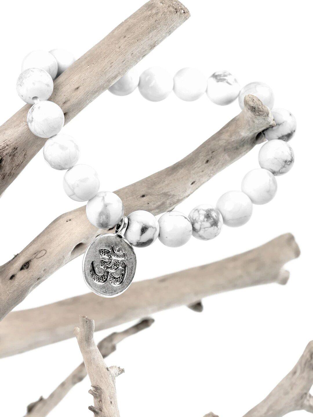 young & forever unisex white & silver-toned brass crystals handcrafted brass-plated bracelet