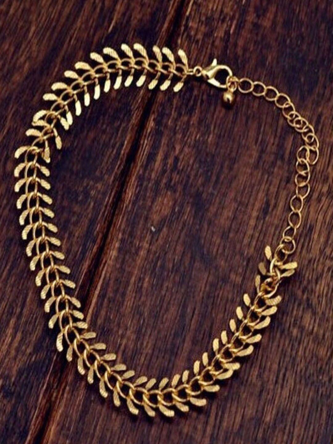 young & forever women gold-plated fishbone style anklet