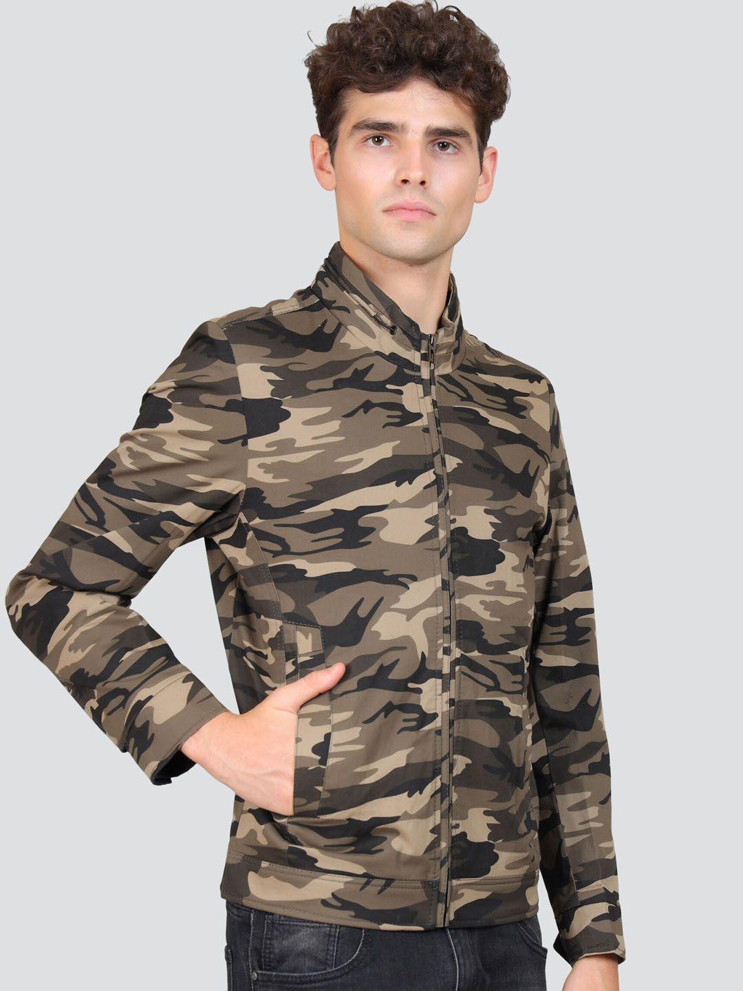young club classic camouflage printed mock collar woollen tailored jacket