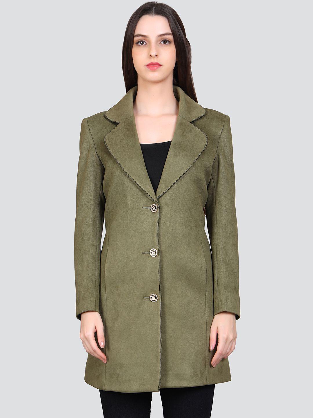 young club classic self design notched collar overcoat