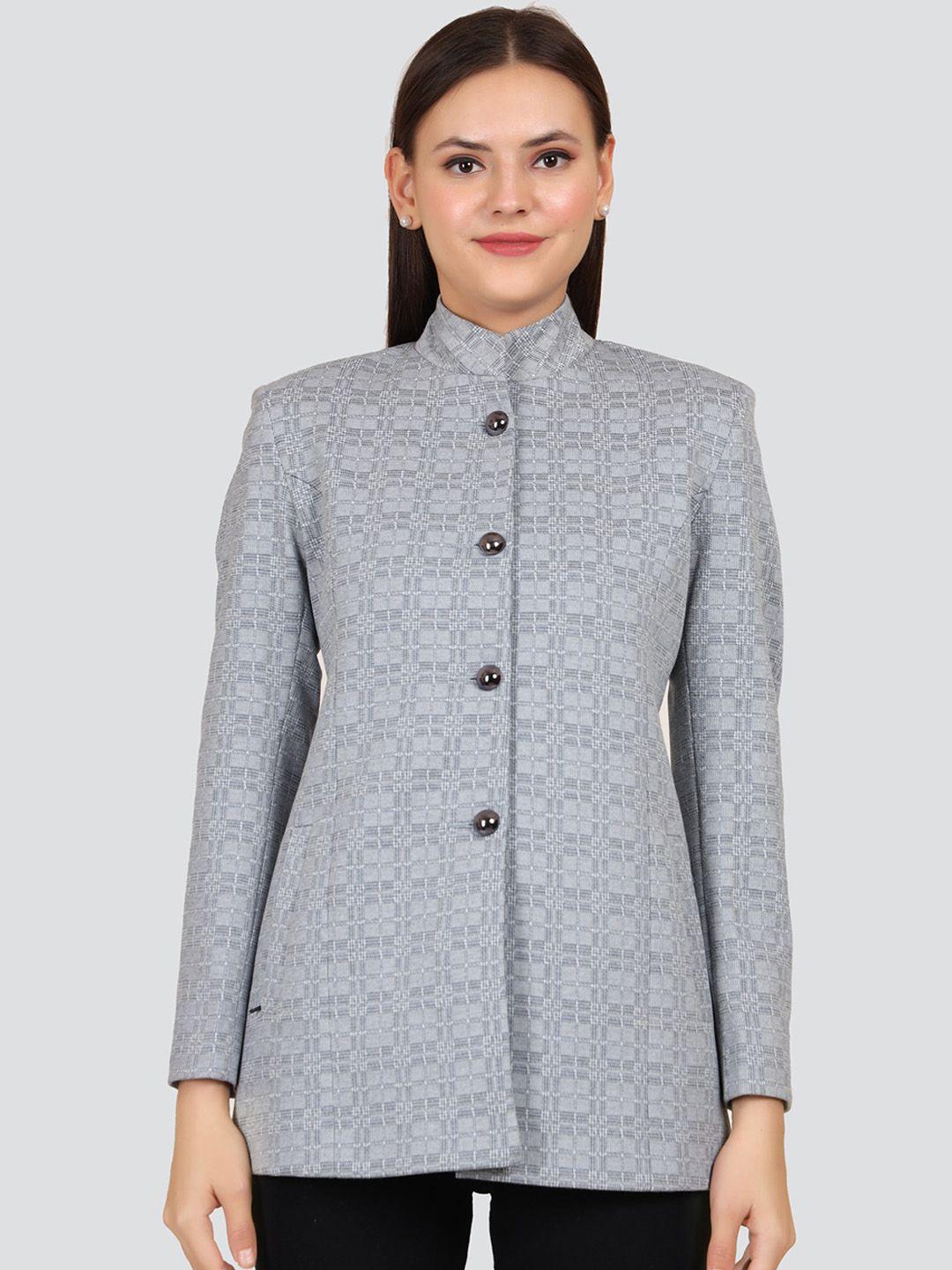 young club classic women grey printed pea coat