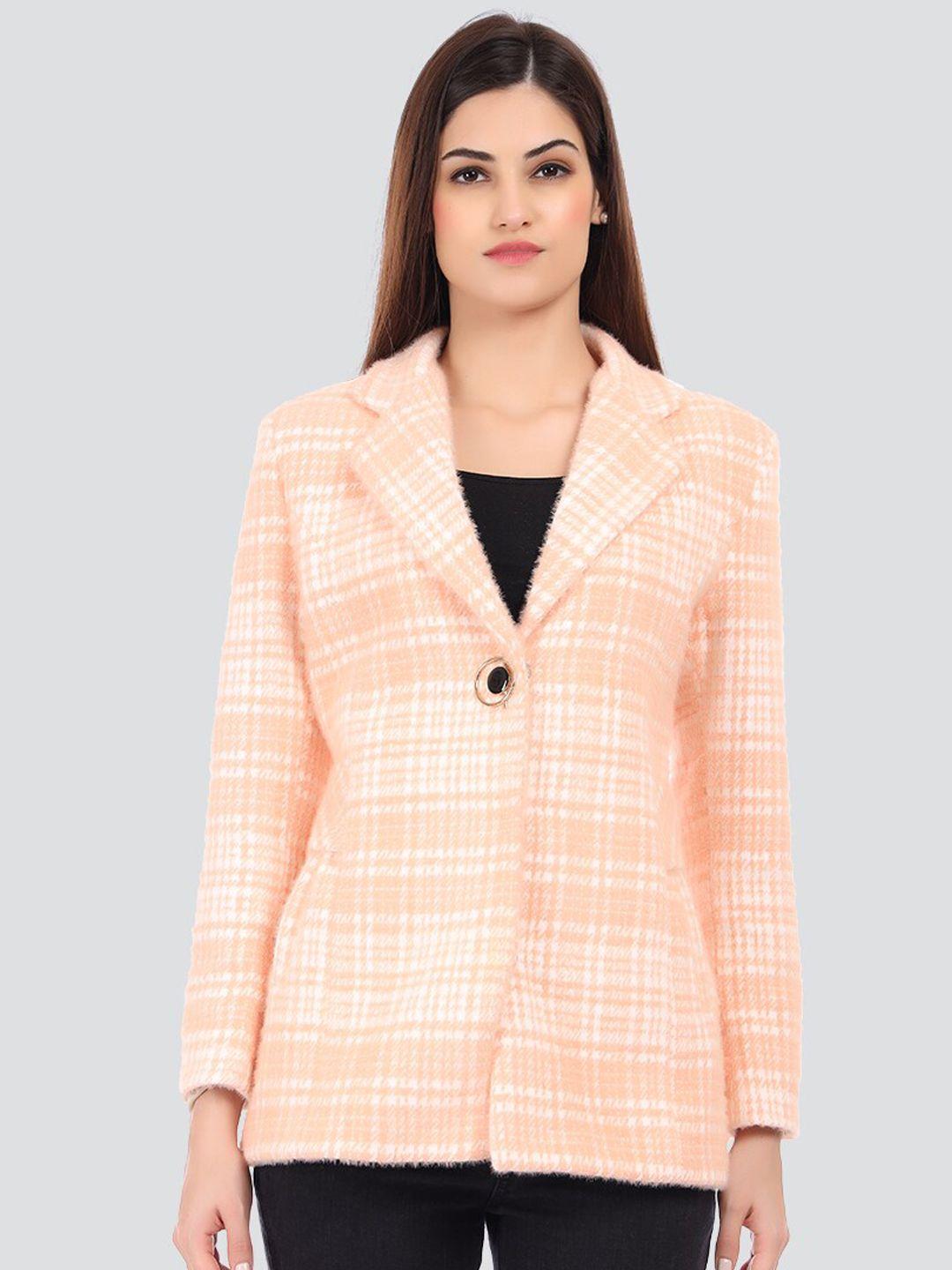 young club classic women orange checked overcoat