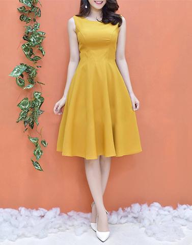 young forever yellow crepe dress