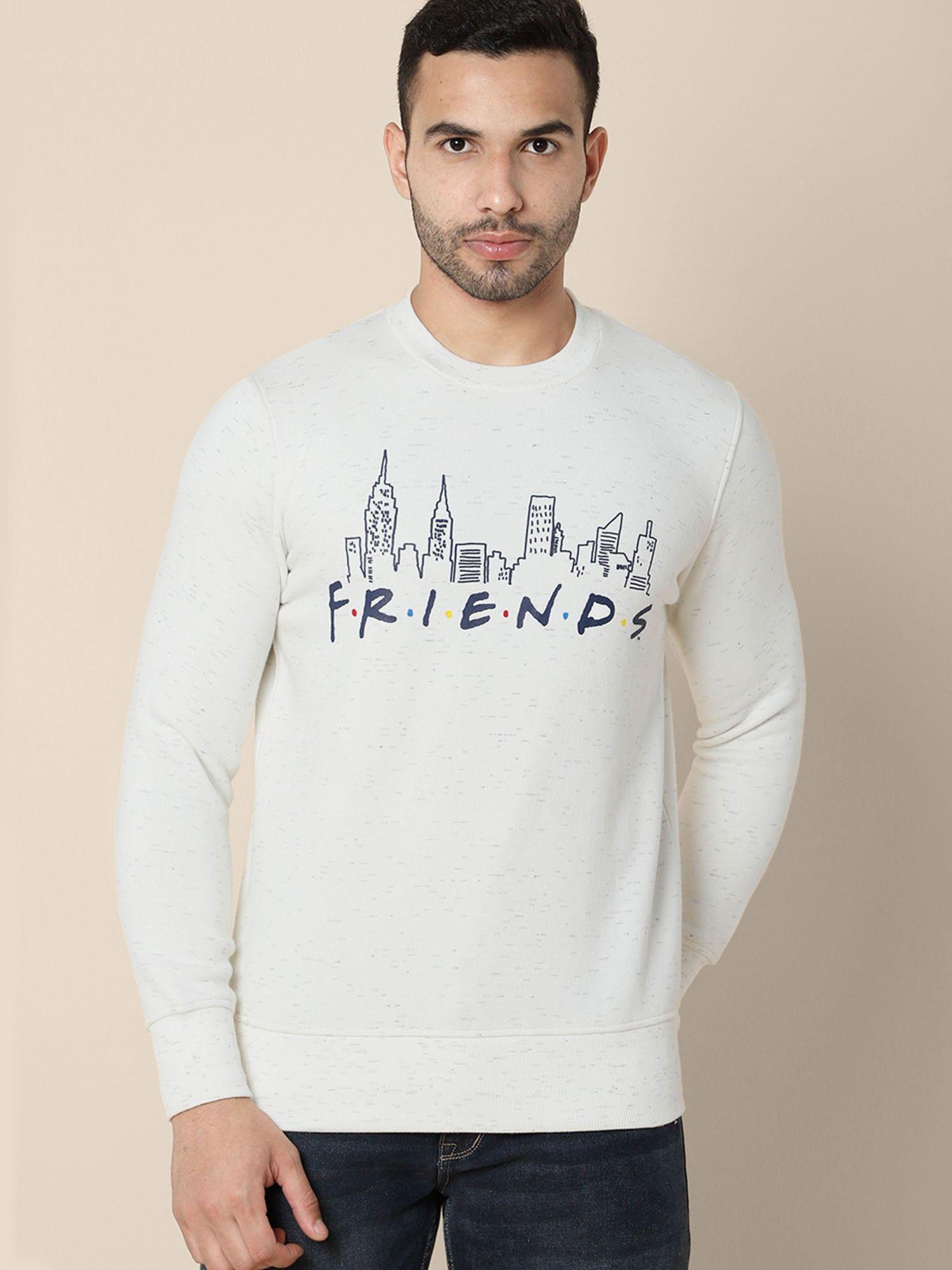 young men friends printed white injection sweatshirt