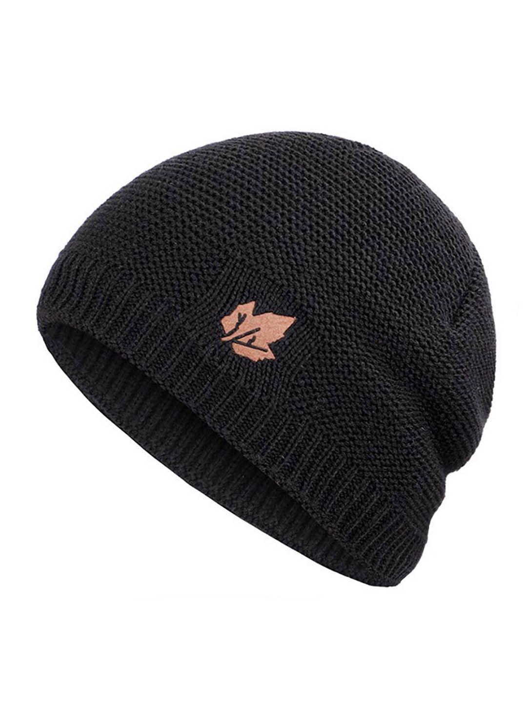 youstylo adults black woolen winter beanie cap