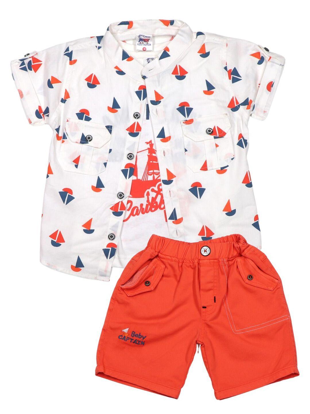 youstylo boys conversational printed shirt with shorts
