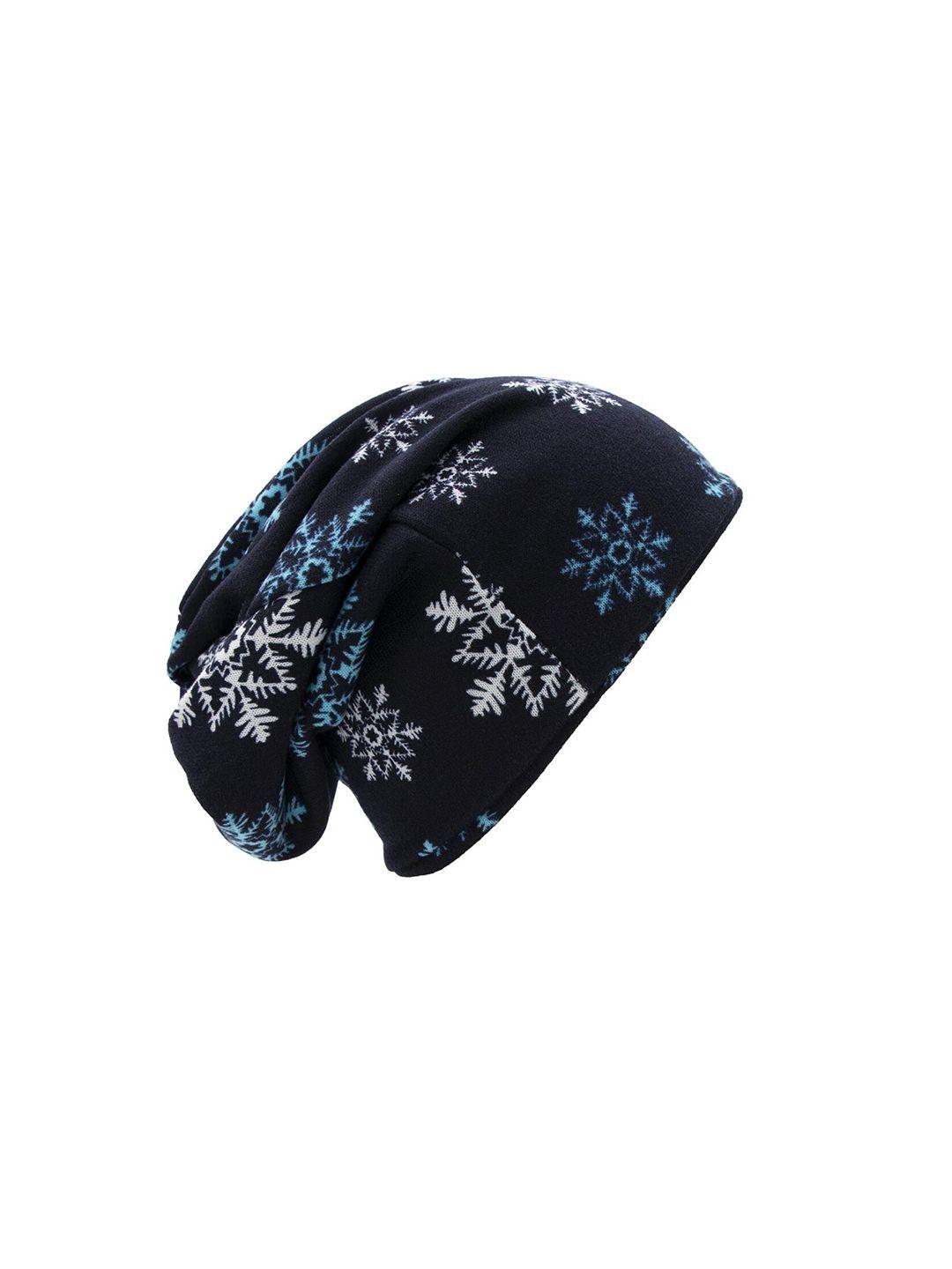 youstylo unisex blue & white printed cotton beanie