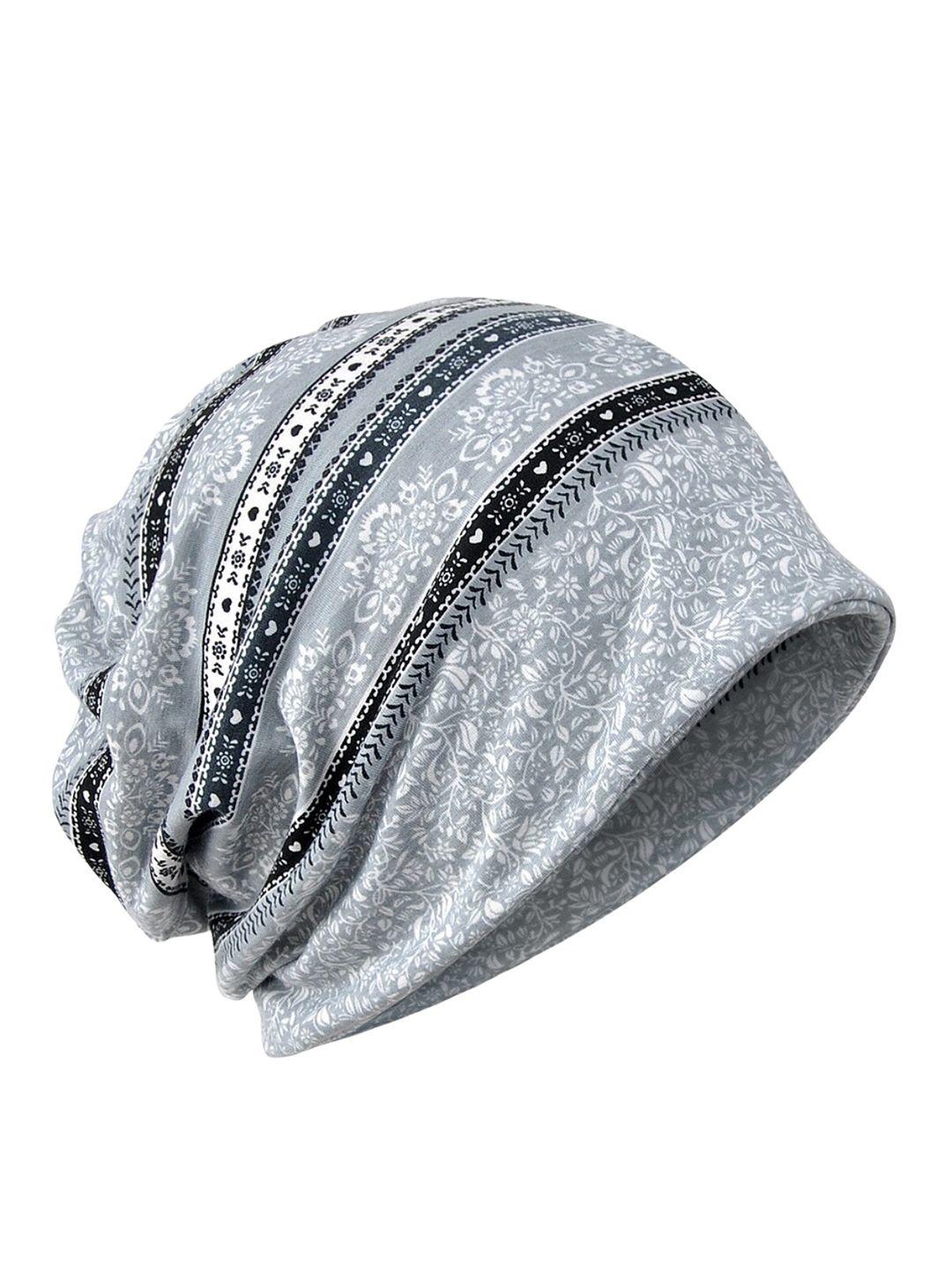 youstylo unisex grey & white printed beanie