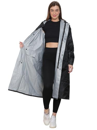 youth robe - premium brand rain coat for woman waterproof raincoat with hood rain coat for woman bike rain suit rain jacket suit with storage bag (s, black)