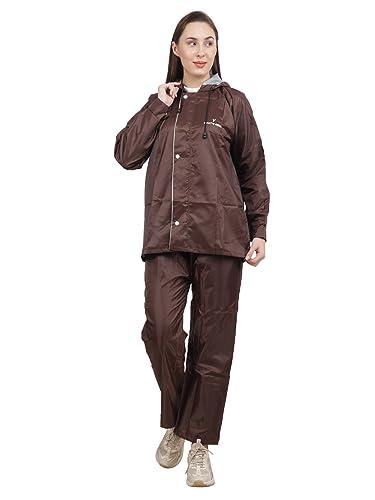 youth robe rain coat set for women waterproof raincoat set with hood rain coat set for women bike rain suit rain jacket suit with storage bag (brown, xl)