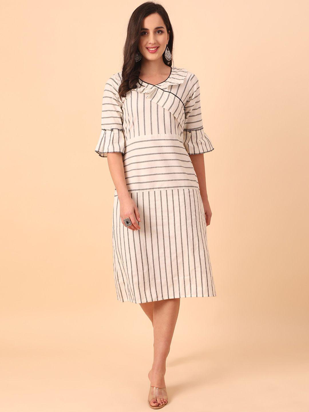 youthnic women white striped straight kurta