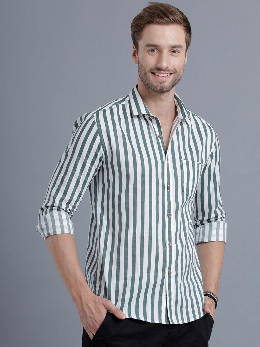 yovish men grey smart slim fit striped casual shirt