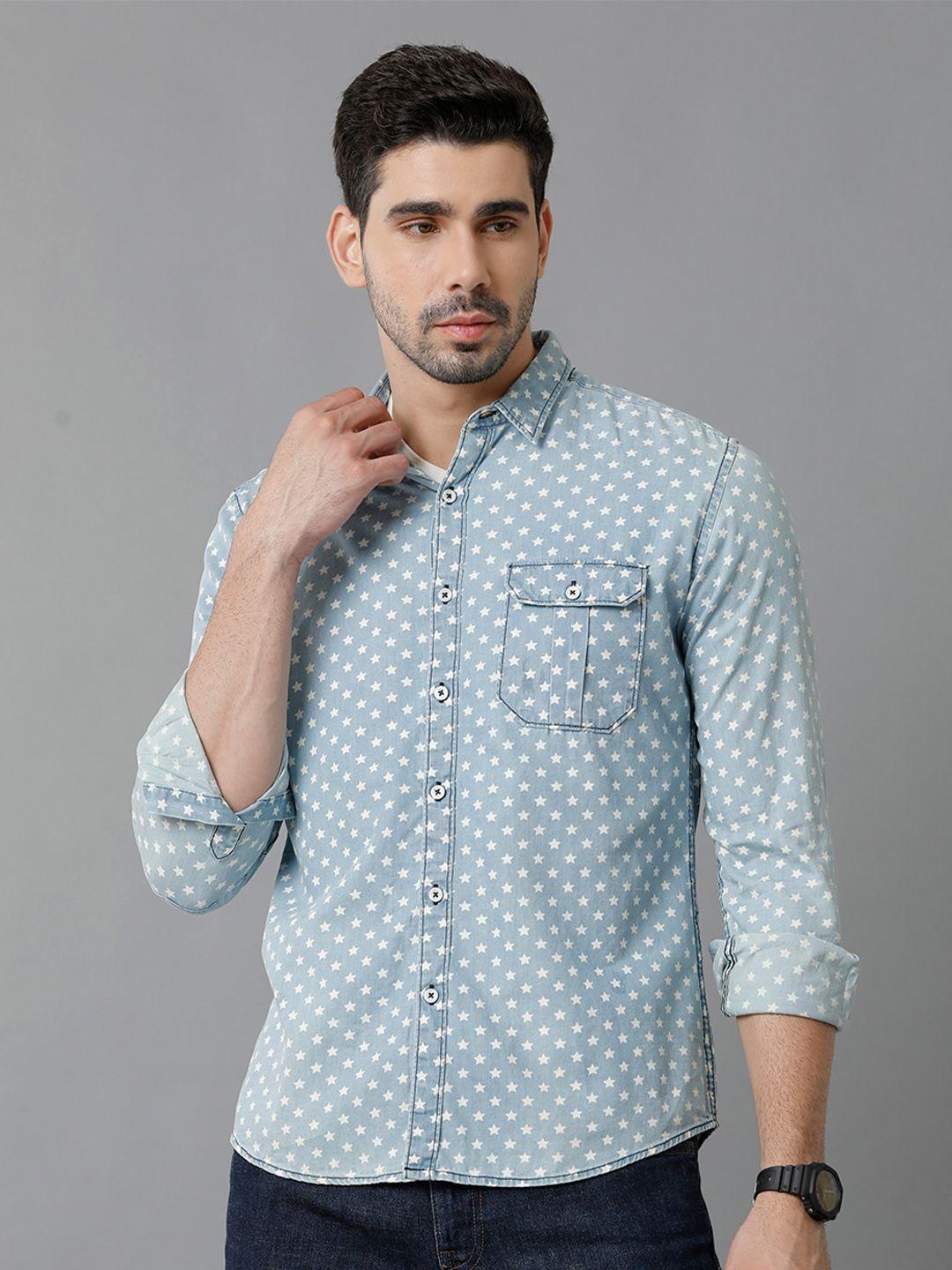 yovish conversational printed comfort denim casual shirt