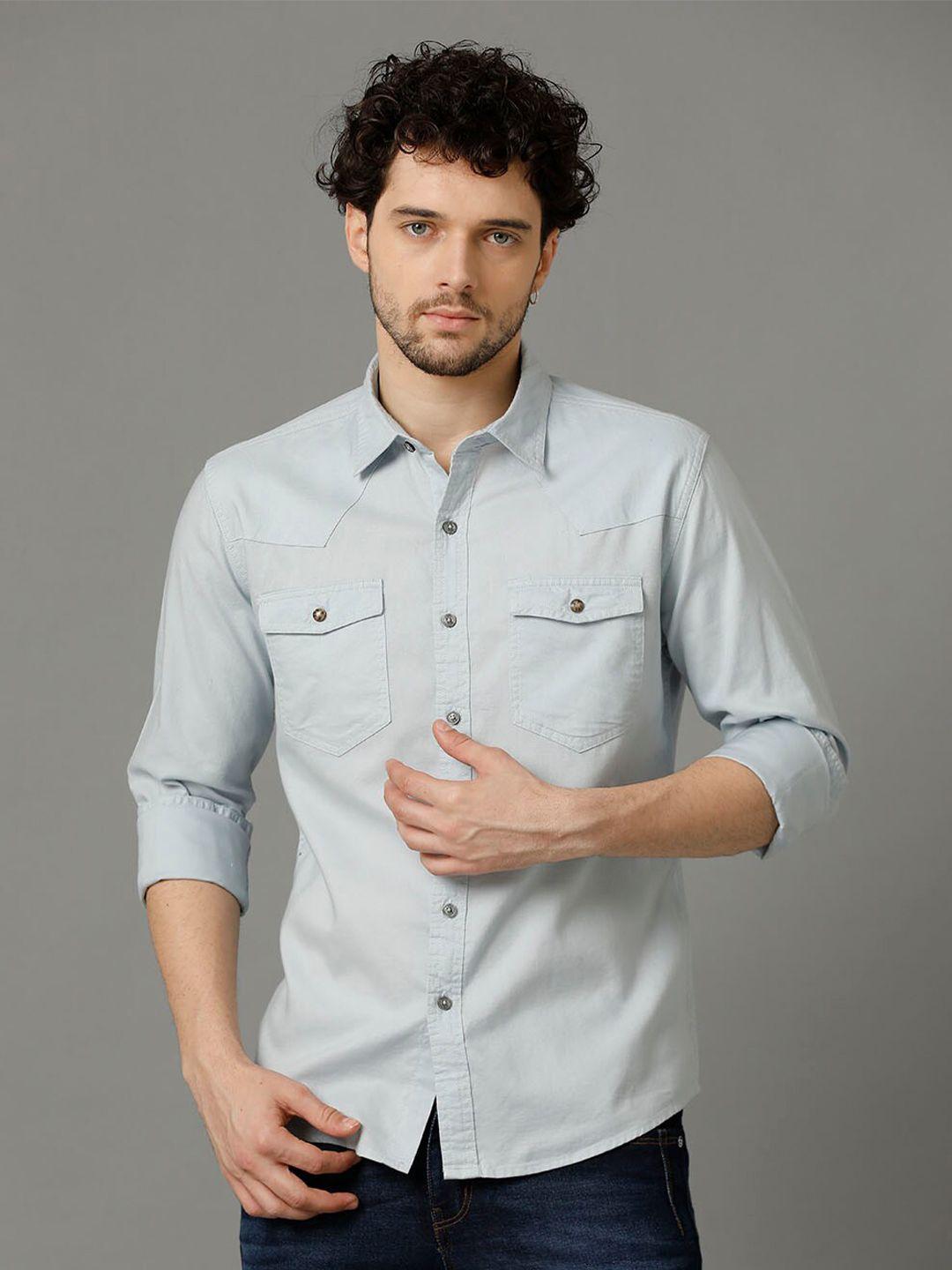 yovish men blue comfort casual shirt