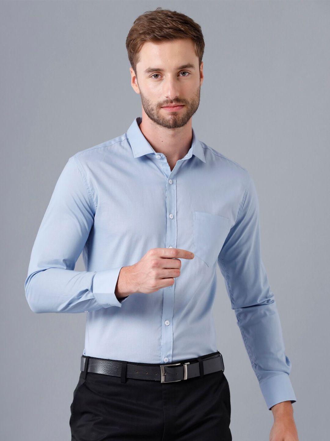 yovish men blue smart slim fit formal long sleeve shirt