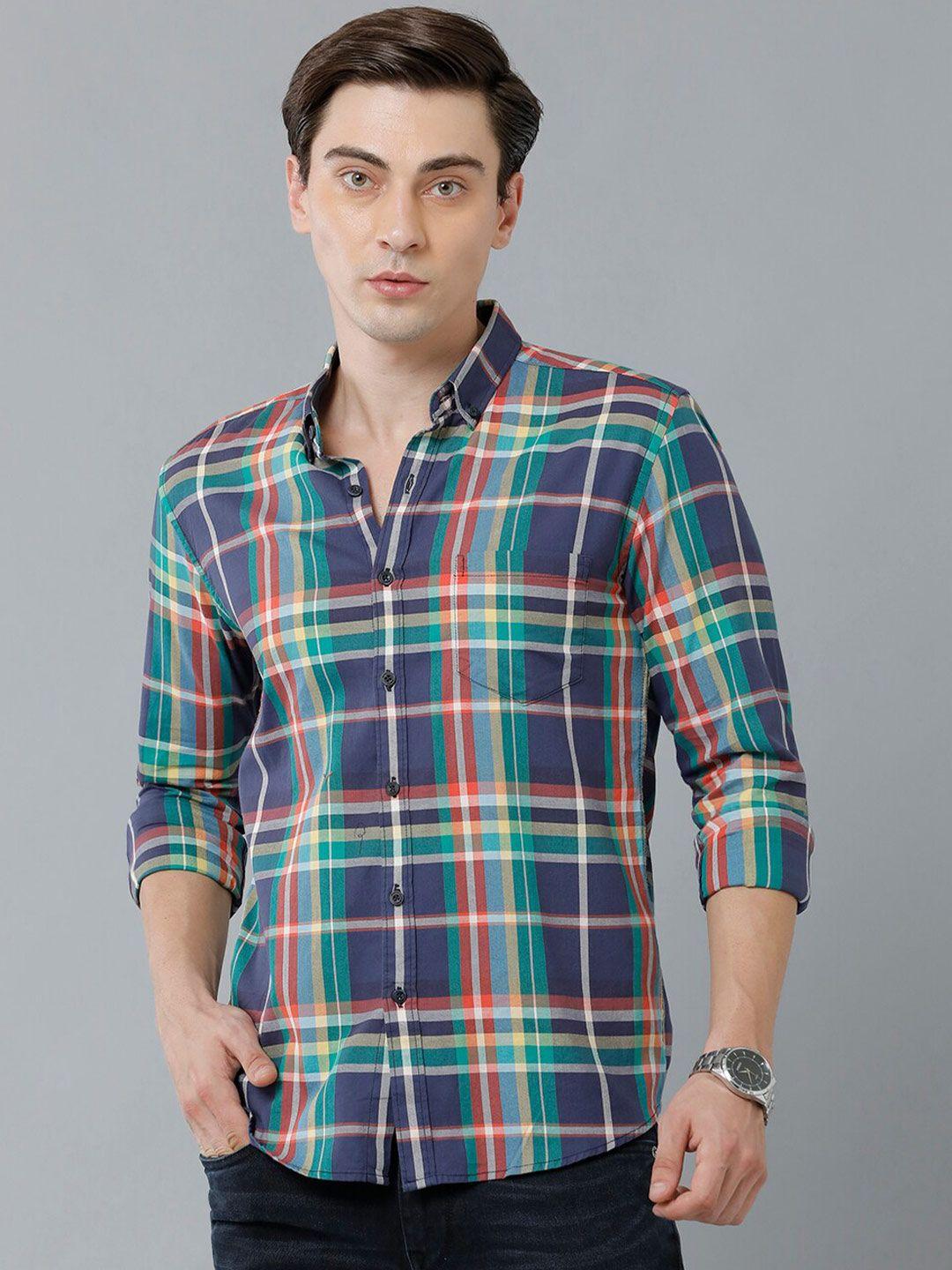 yovish men multicoloured smart slim fit tartan checks checked casual shirt