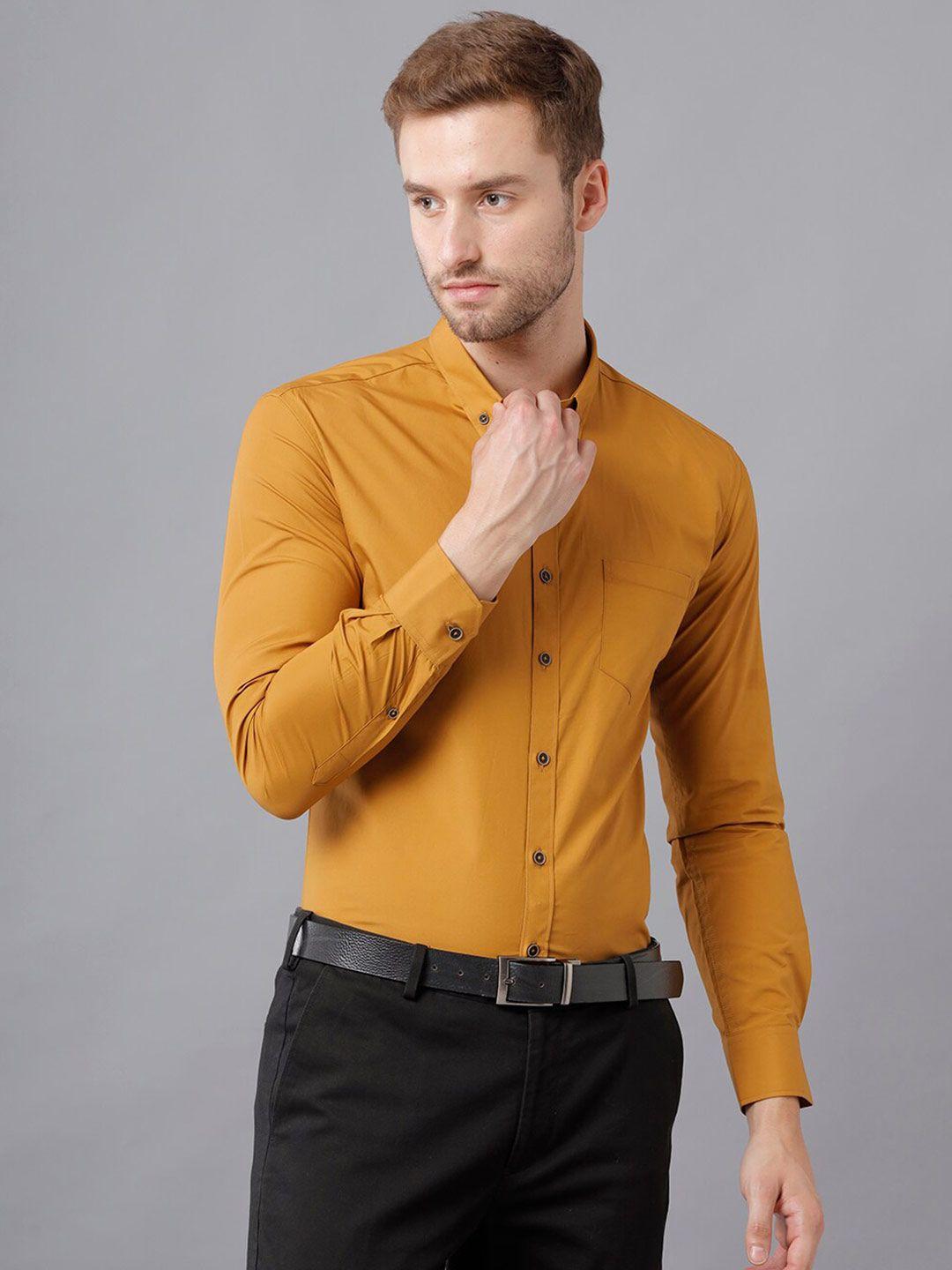 yovish men mustard smart slim fit casual shirt