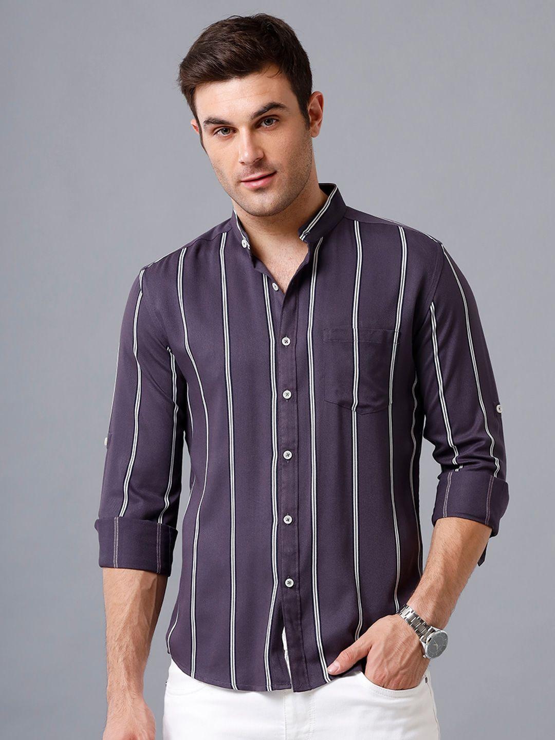 yovish men smart slim fit striped casual cotton shirt