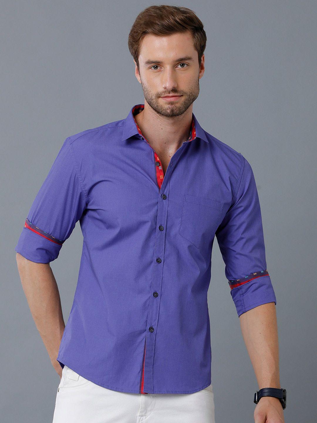 yovish men violet smart slim fit casual shirt