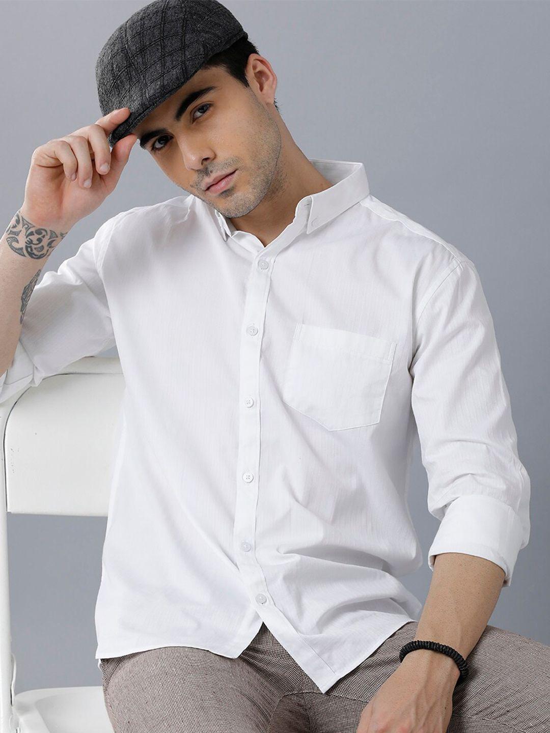 yovish men white smart slim fit casual shirt