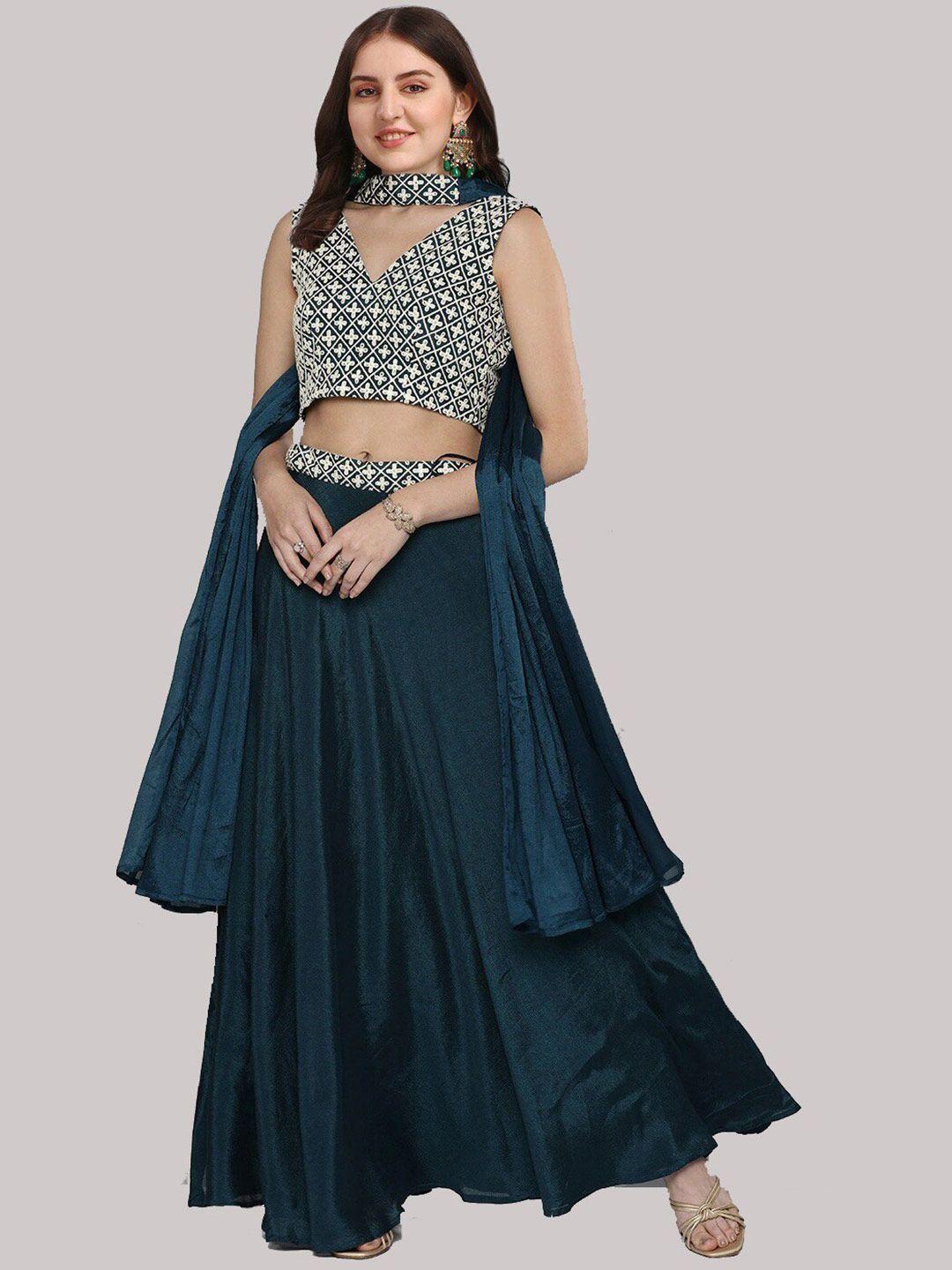 yoyo fashion  embroidered semi-stitched lehenga & unstitched blouse with dupatta