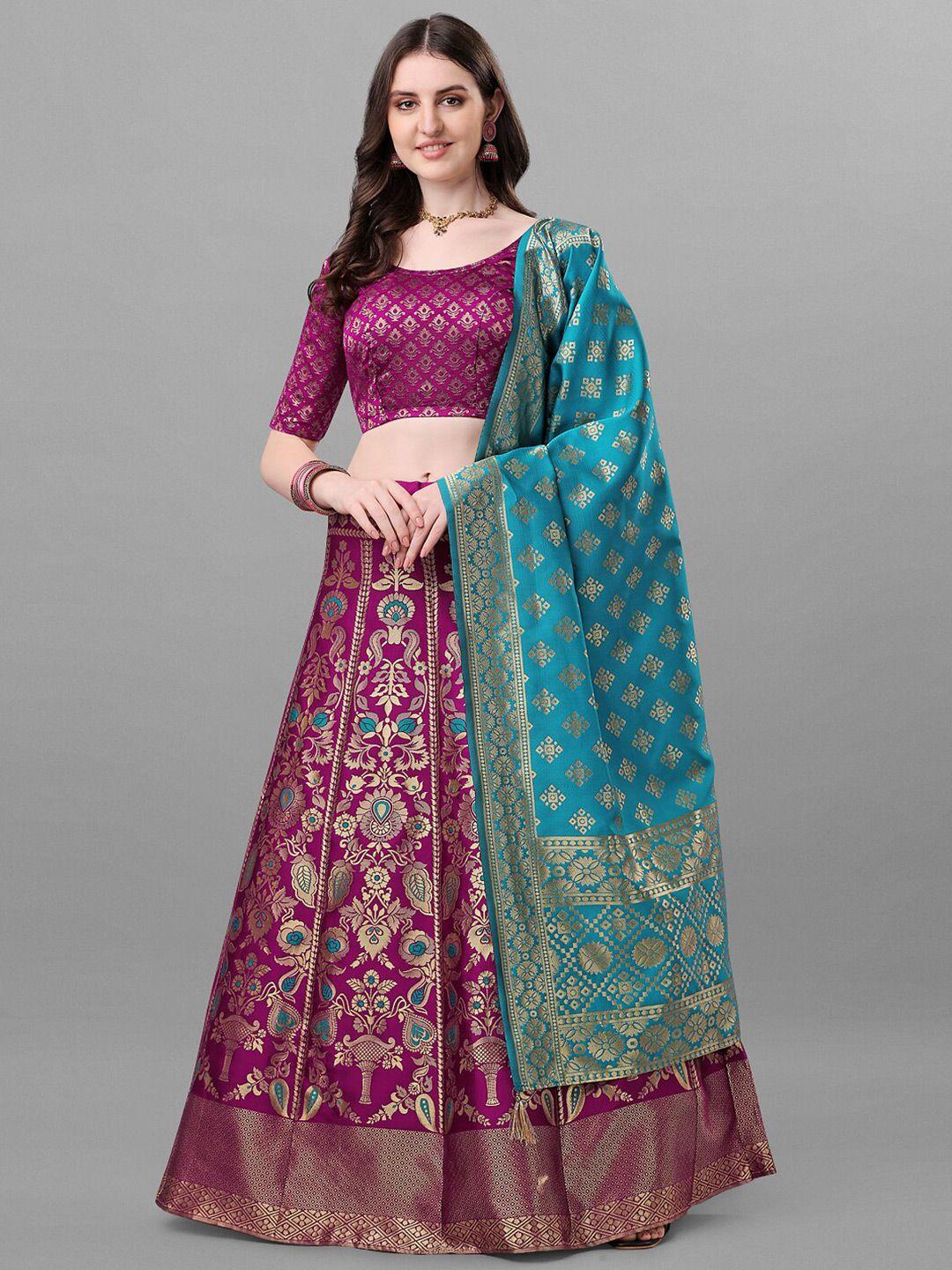 yoyo fashion woven design semi-stitched lehenga & unstitched blouse with dupatta