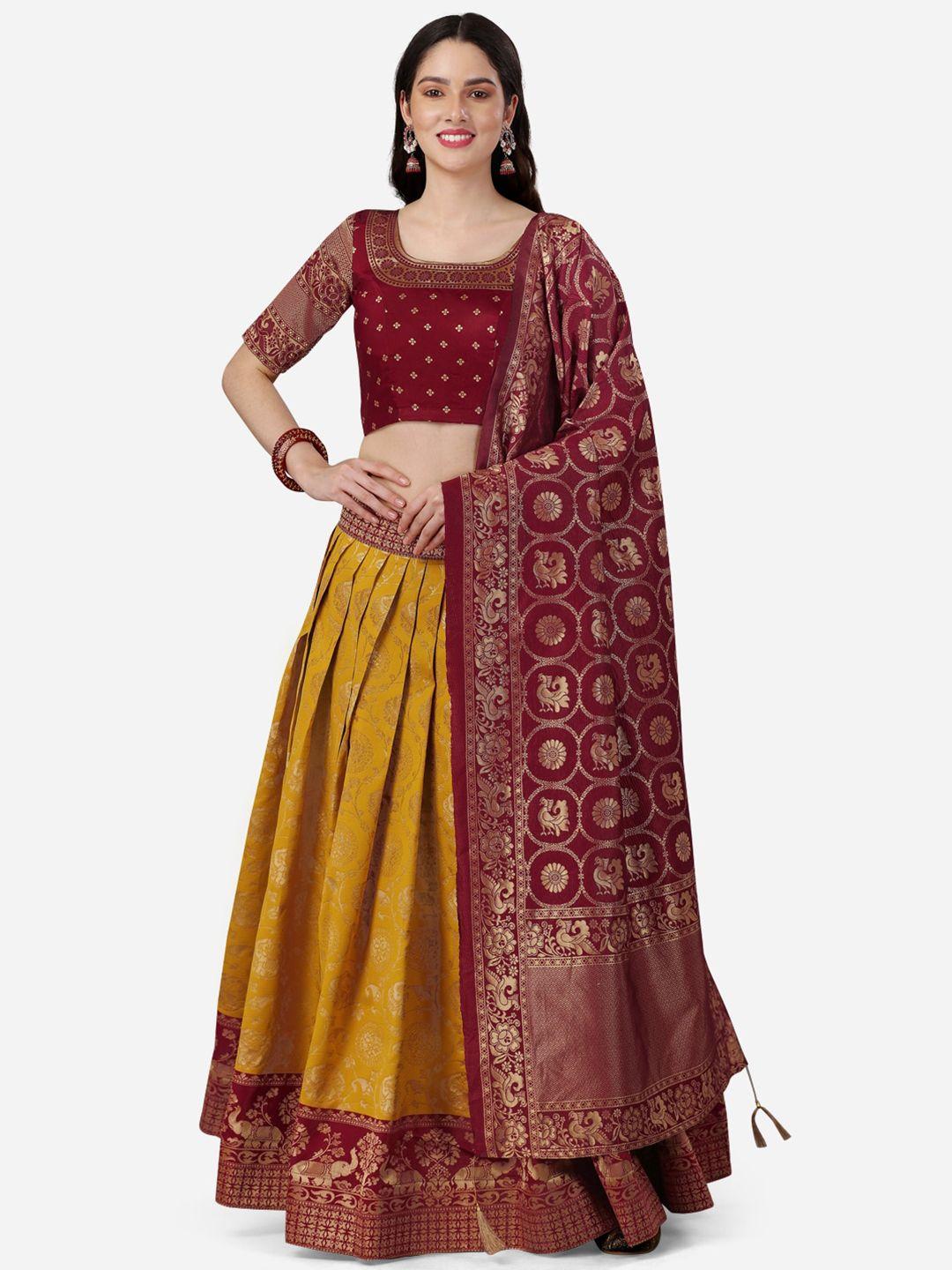 yoyo fashion woven design unstitched silk lehenga & blouse with dupatta