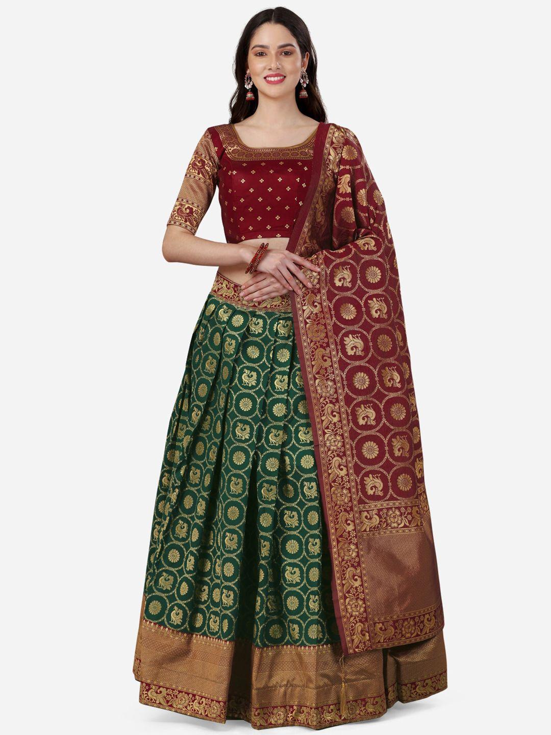 yoyo fashion woven design unstitched silk lehenga & blouse with dupatta