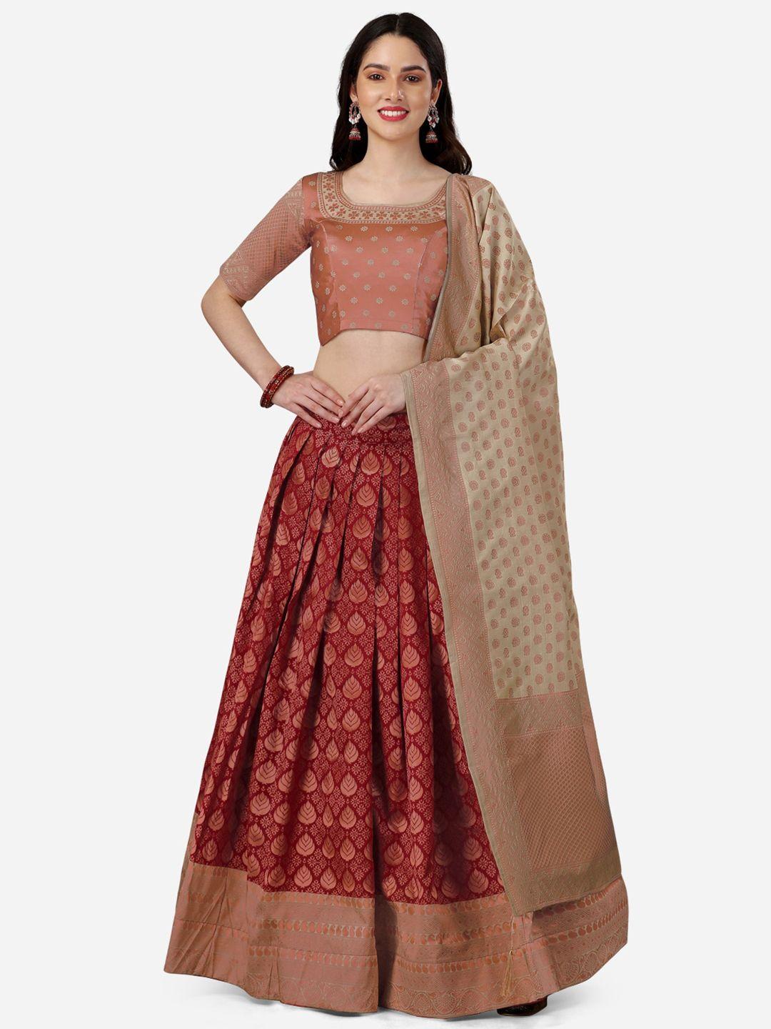 yoyo fashion woven design unstitched silk lehenga & blouse with dupatta