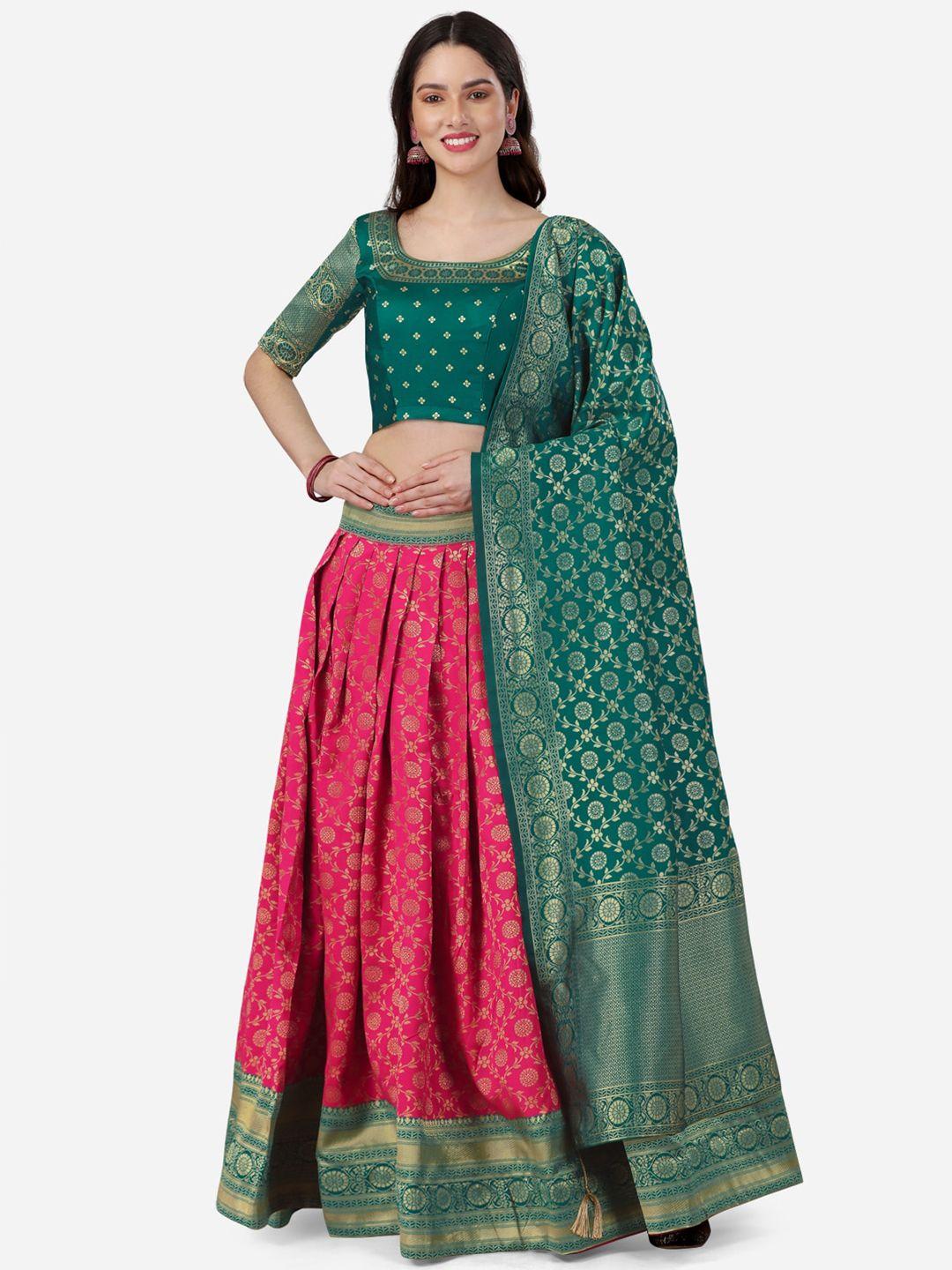 yoyo fashion woven design unstitched silk lehenga & blouse with dupatta