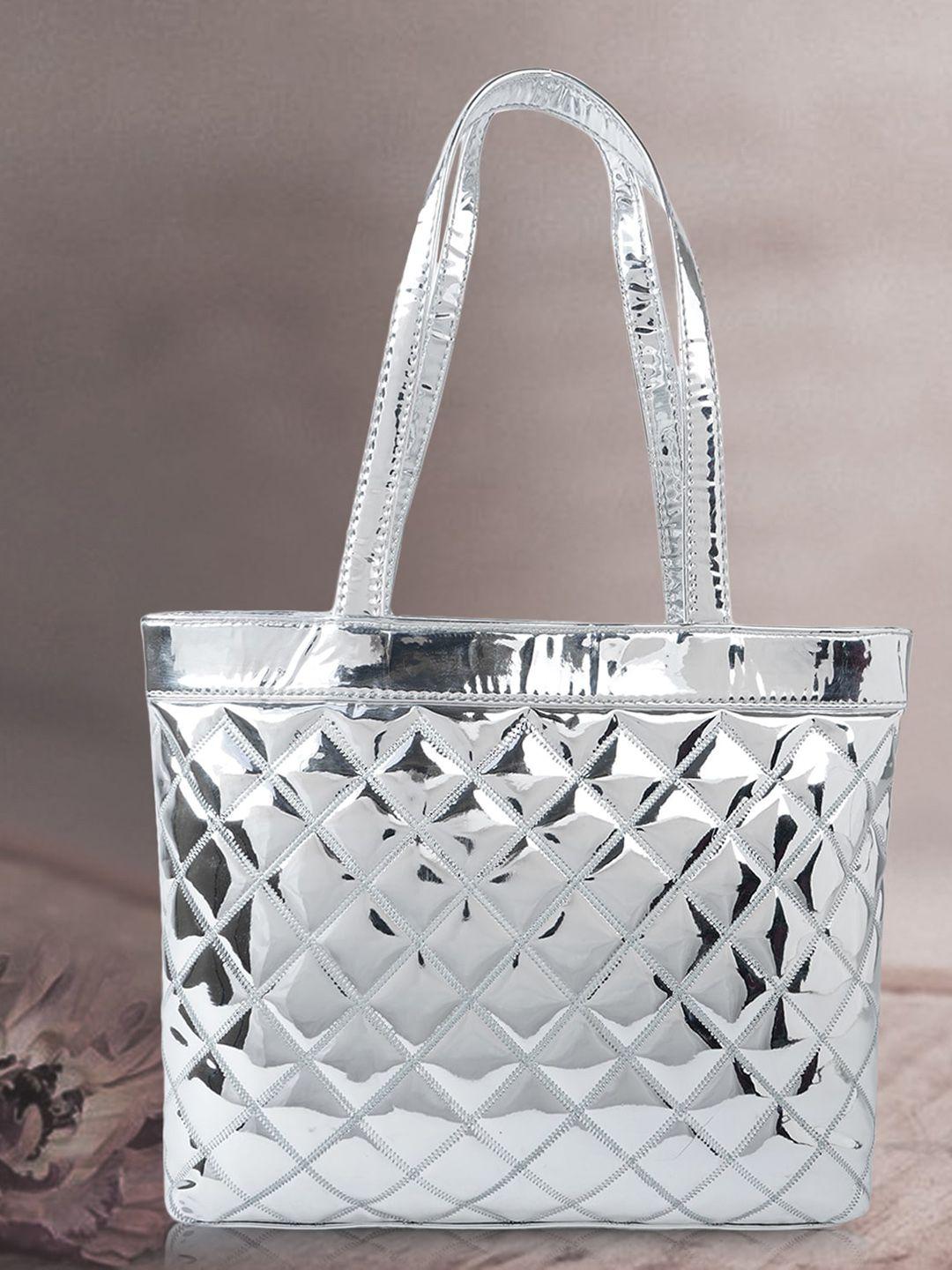 yoyowing silver-toned tote bag with quilted