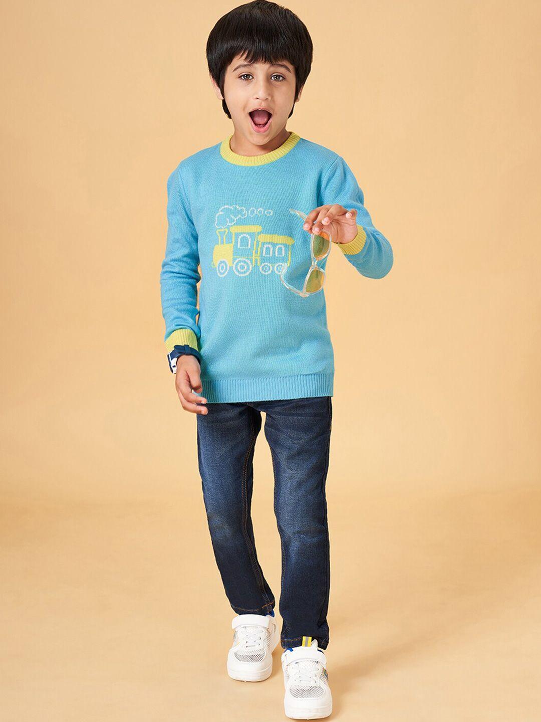 yu by pantaloons boys graphic printed round neck acrylic pullover sweater