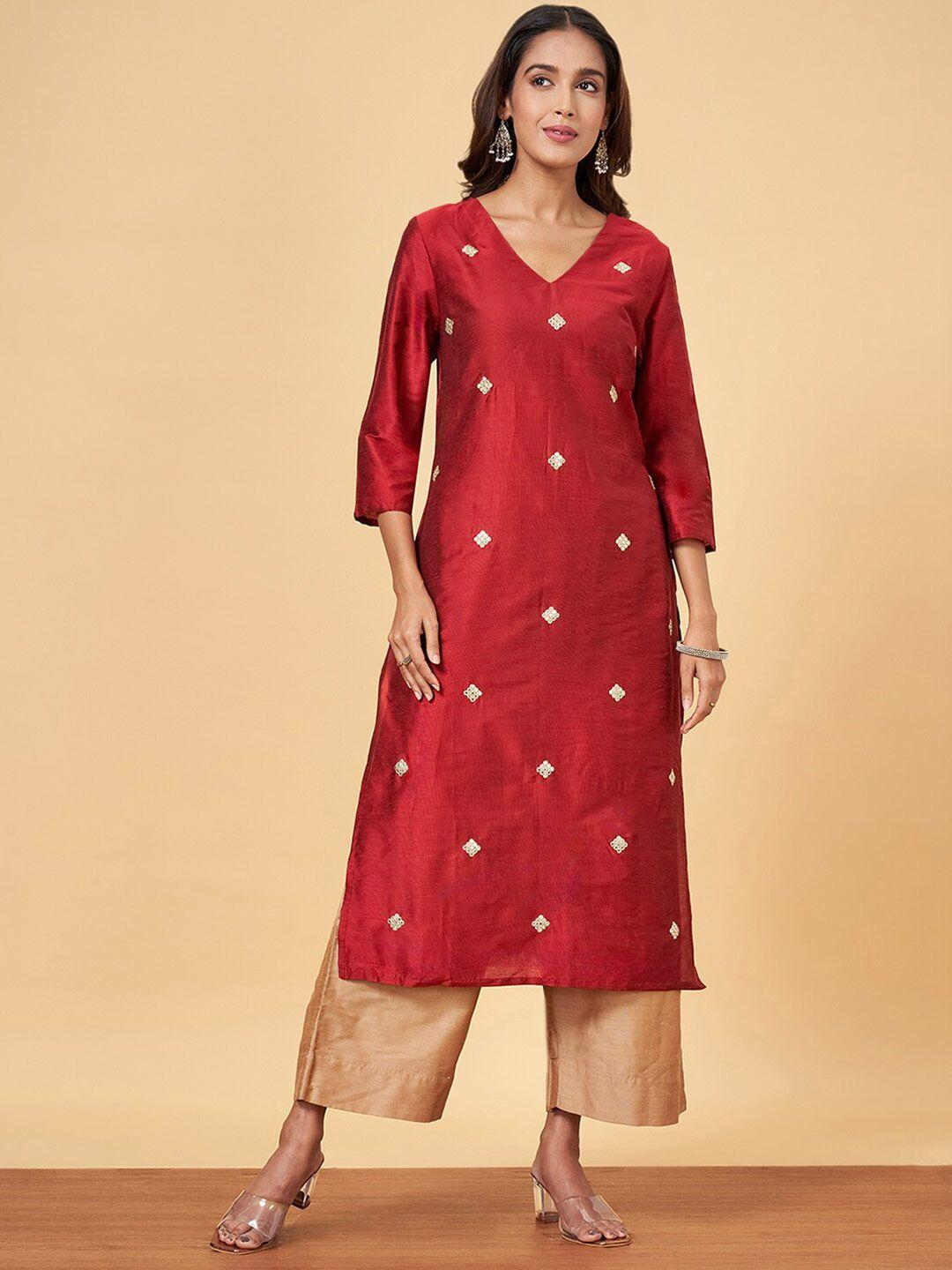 yu by pantaloons geometric embroidered flared sleeves gotta patti kurta
