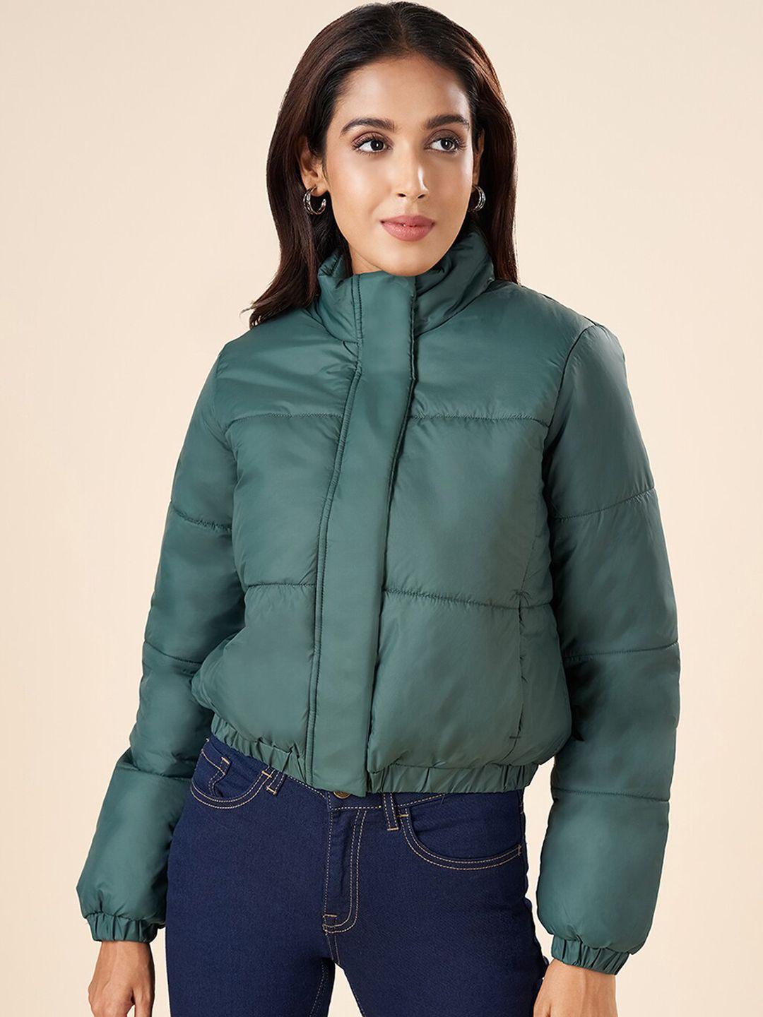 yu by pantaloons stand collar crop puffer jacket