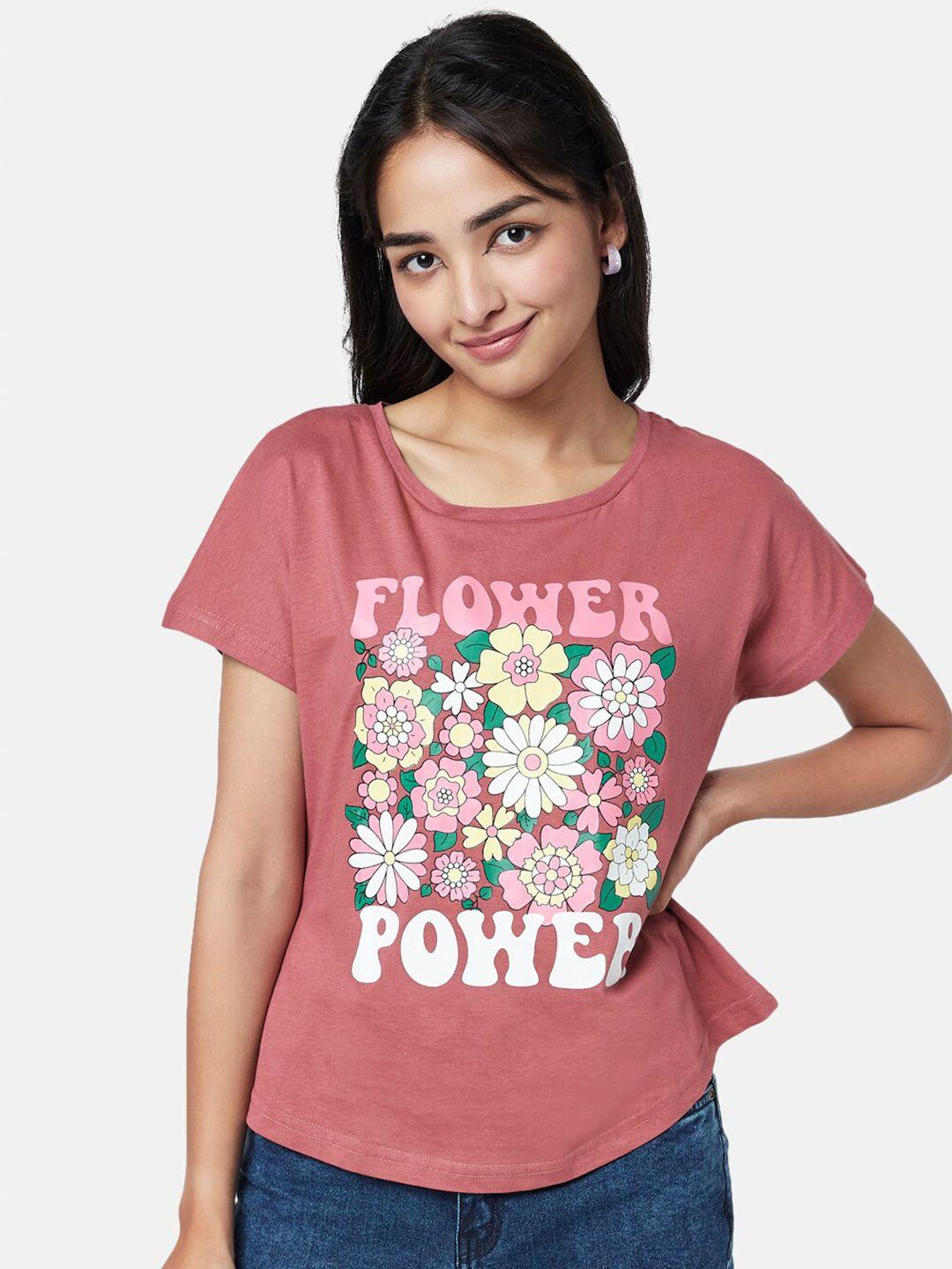 yu by pantaloons women floral printed cotton t-shirt