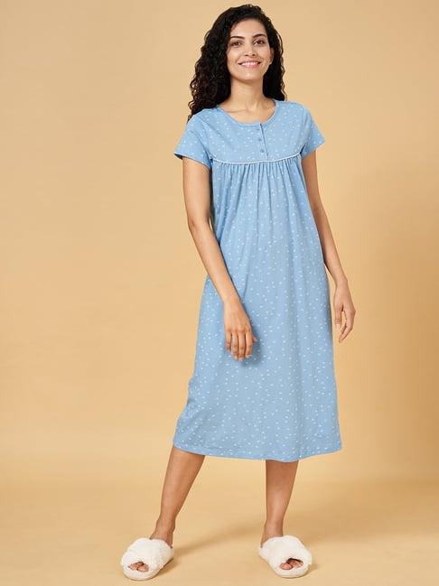 yu by pantaloons blue cotton printed nighty