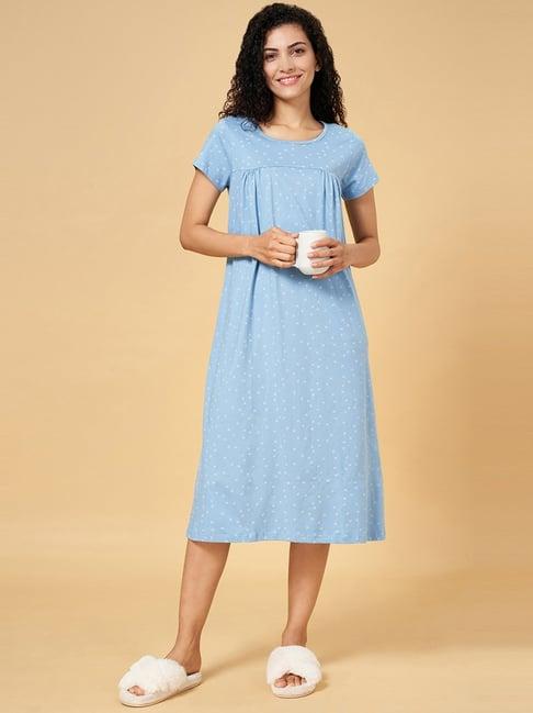 yu by pantaloons blue cotton printed nighty